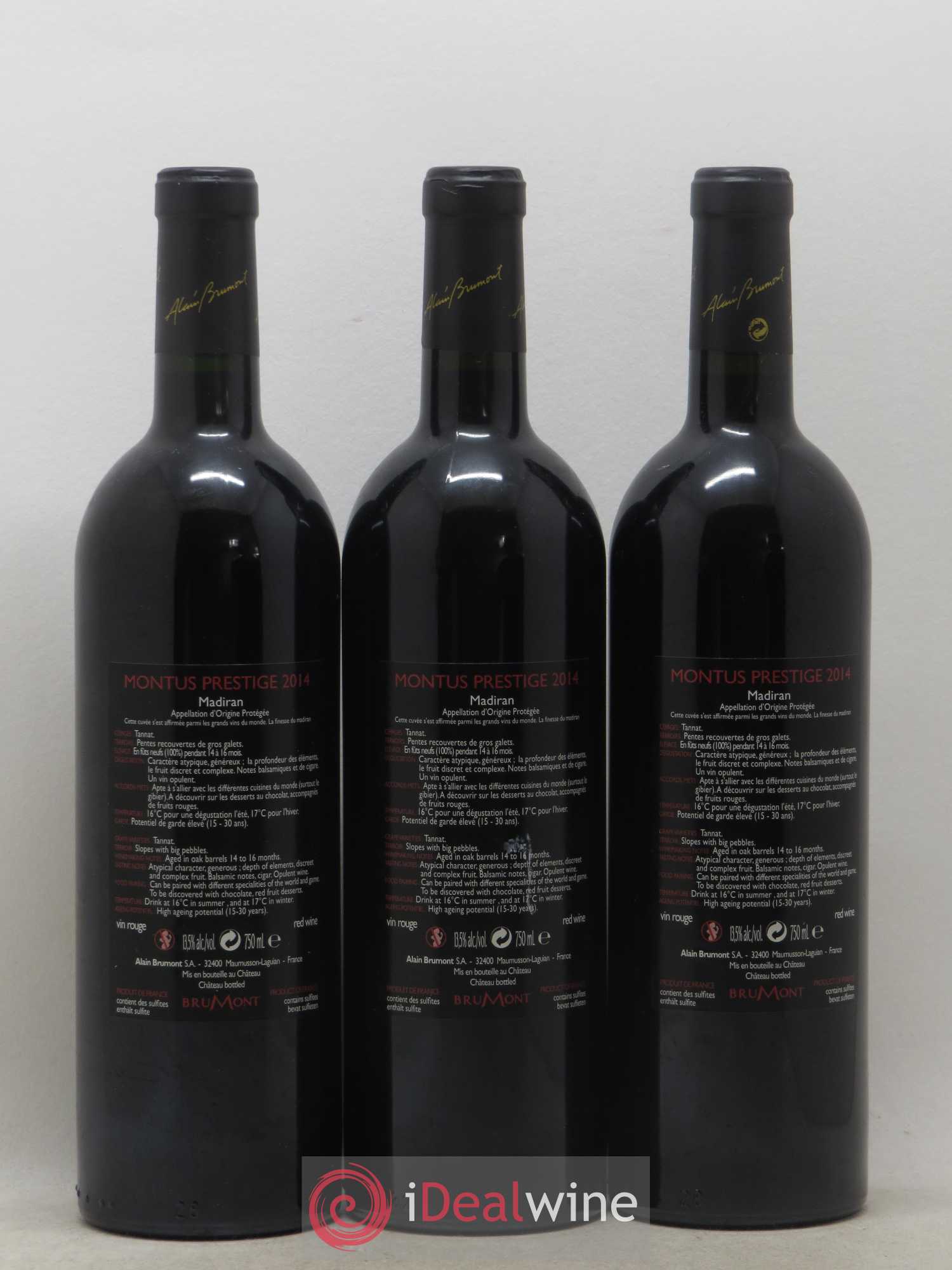 Madiran Château Montus-Prestige Alain Brumont 2014 - Lot de 3 bouteilles - 1