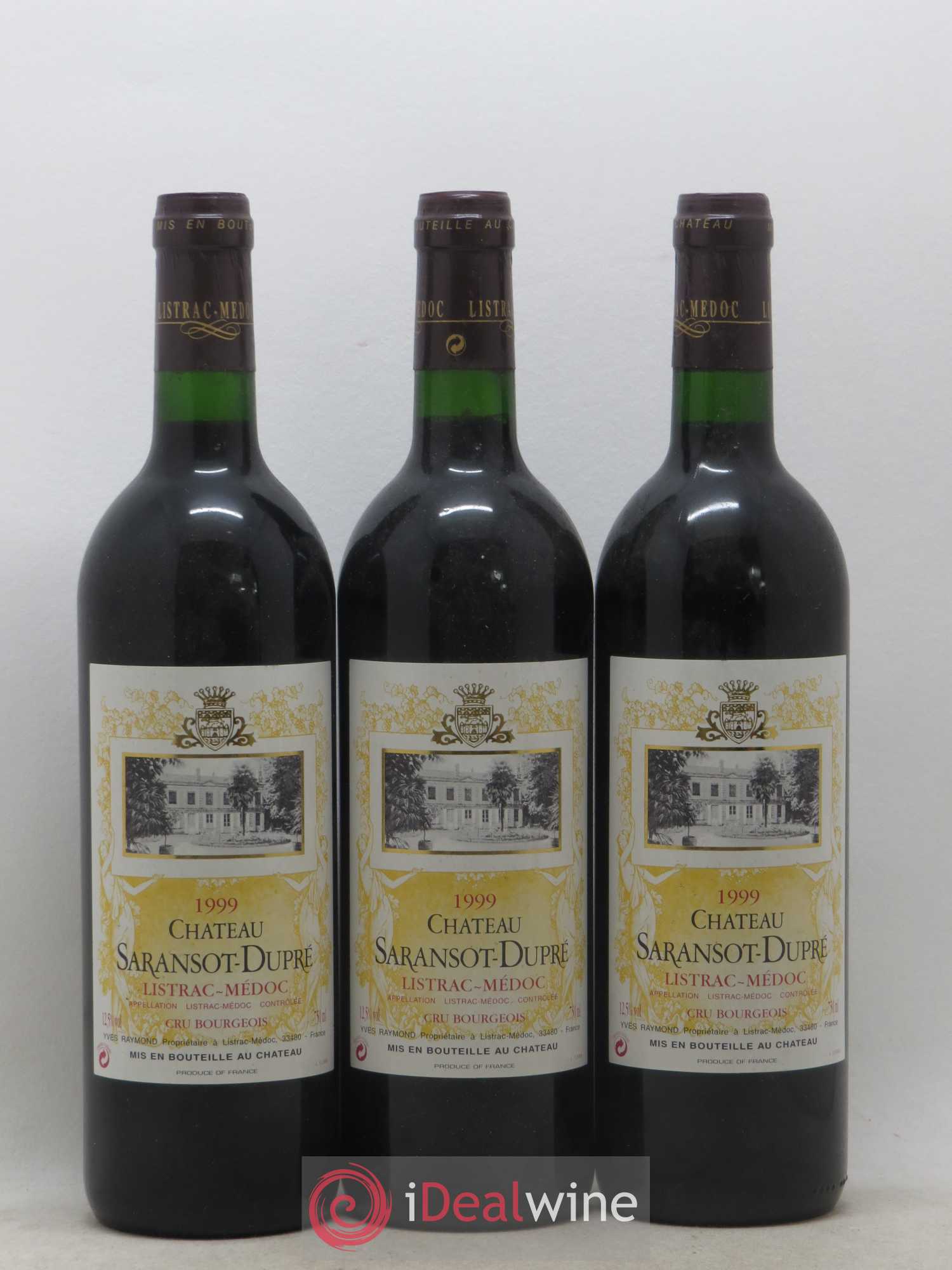 Château Saransot Dupré Cru Bourgeois 1999 - Lot de 3 bouteilles - 0