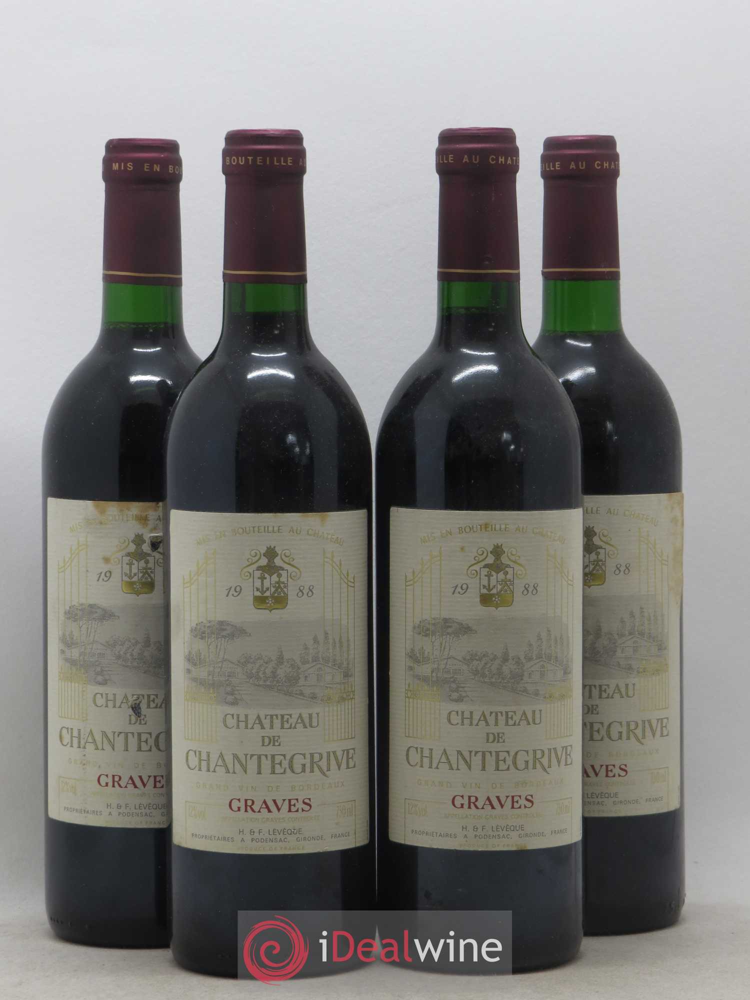 Château de Chantegrive 1988 - Lot de 4 bouteilles - 0