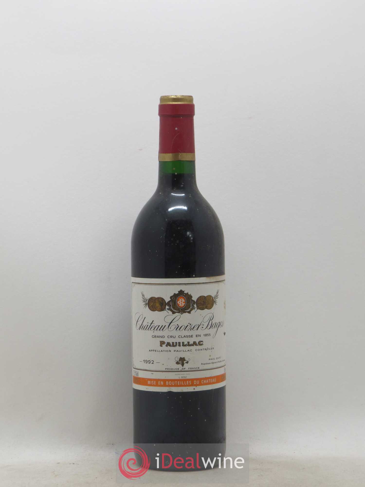 Château Croizet Bages 5ème Grand Cru Classé 1992 - Lot de 1 bouteille - 0