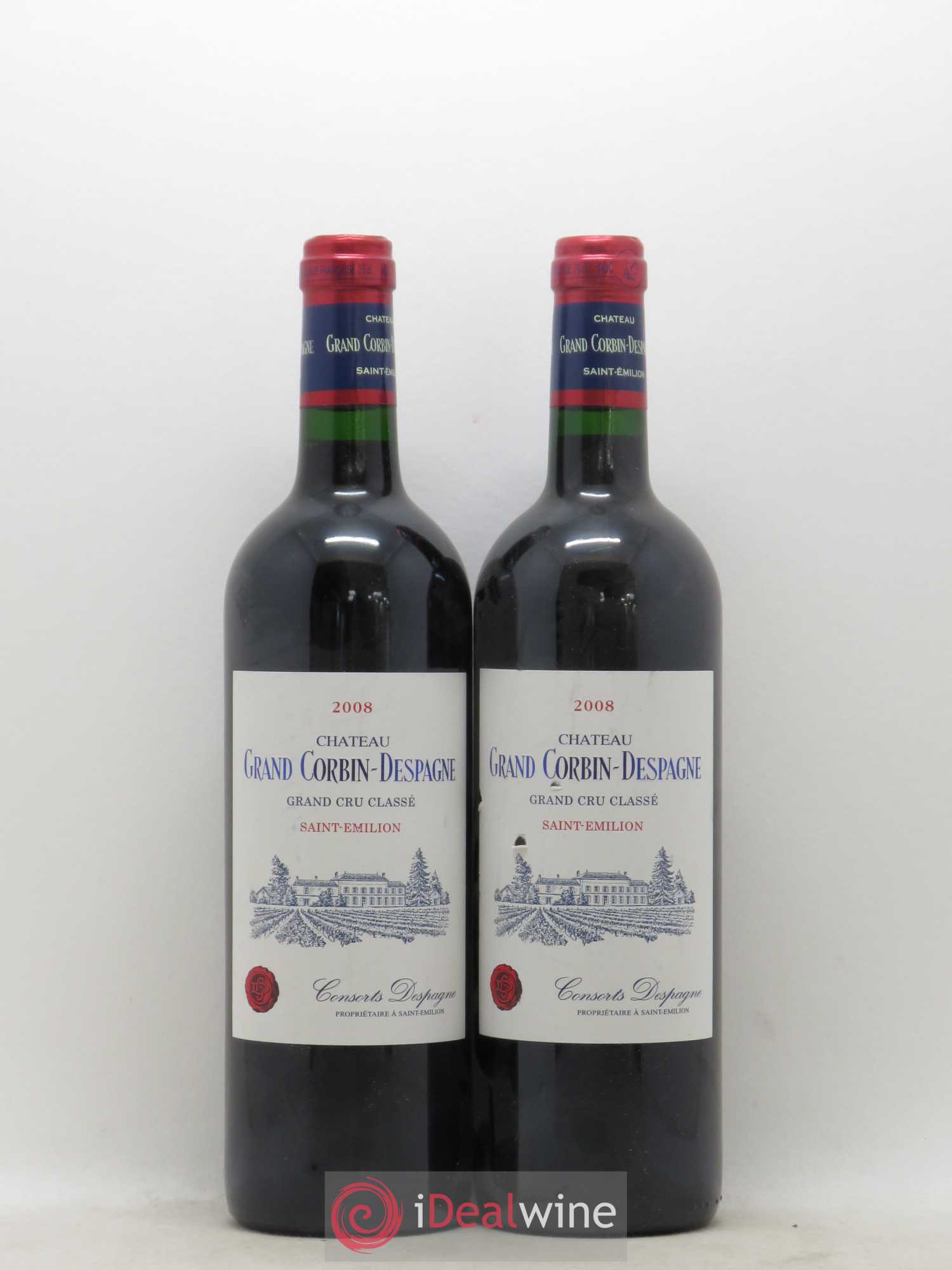 Château Grand Corbin Despagne Grand Cru Classé 2008 - Lot de 2 bouteilles - 0