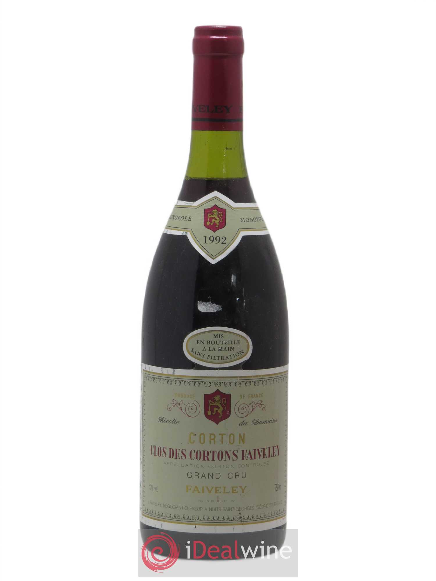 Corton Grand Cru Clos des Cortons Faiveley 1992 - Lot de 1 bouteille - 0