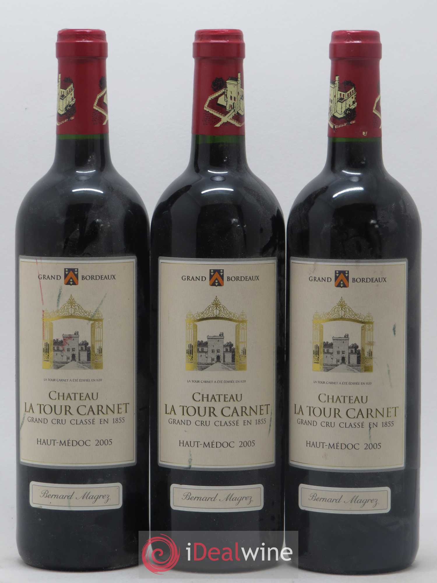 Château la Tour Carnet 4ème Grand Cru Classé 2005 - Lot de 3 bouteilles - 0