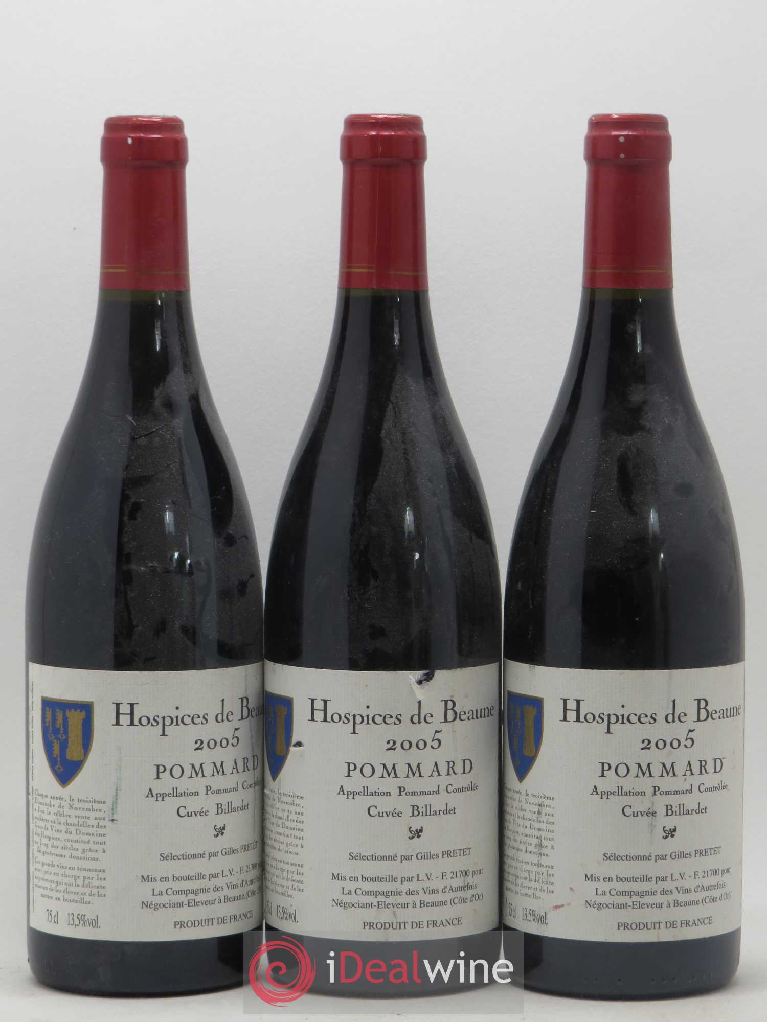 Pommard Cuvée Billardet Hospices de Beaune Compagnie des vins d'autrefois 2005 - Posten von 3 Flaschen - 0