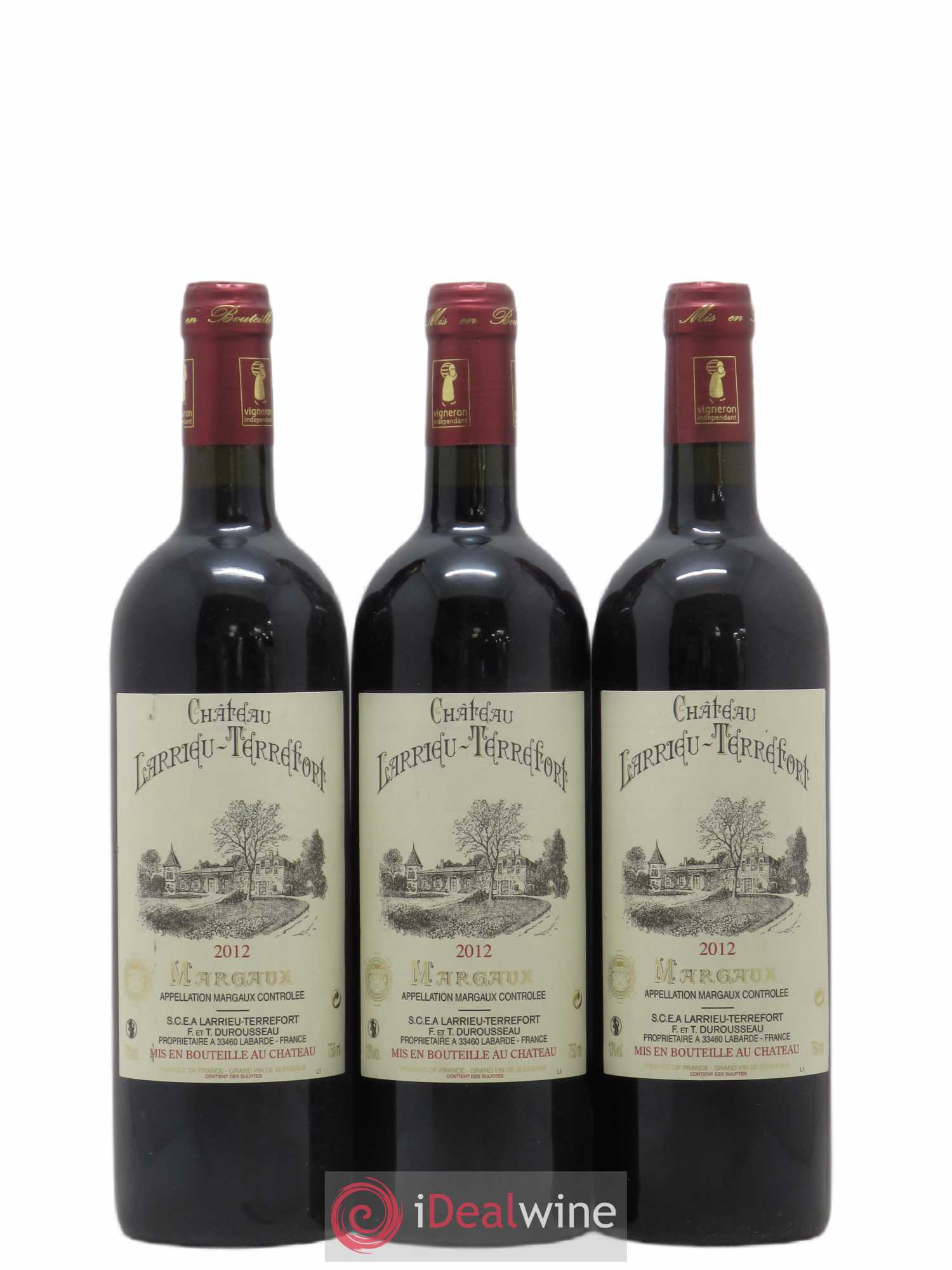 Bordeaux Margaux Château Larrieu Terrefort (sans prix de réserve) 2012 - Posten von 3 Flaschen - 0