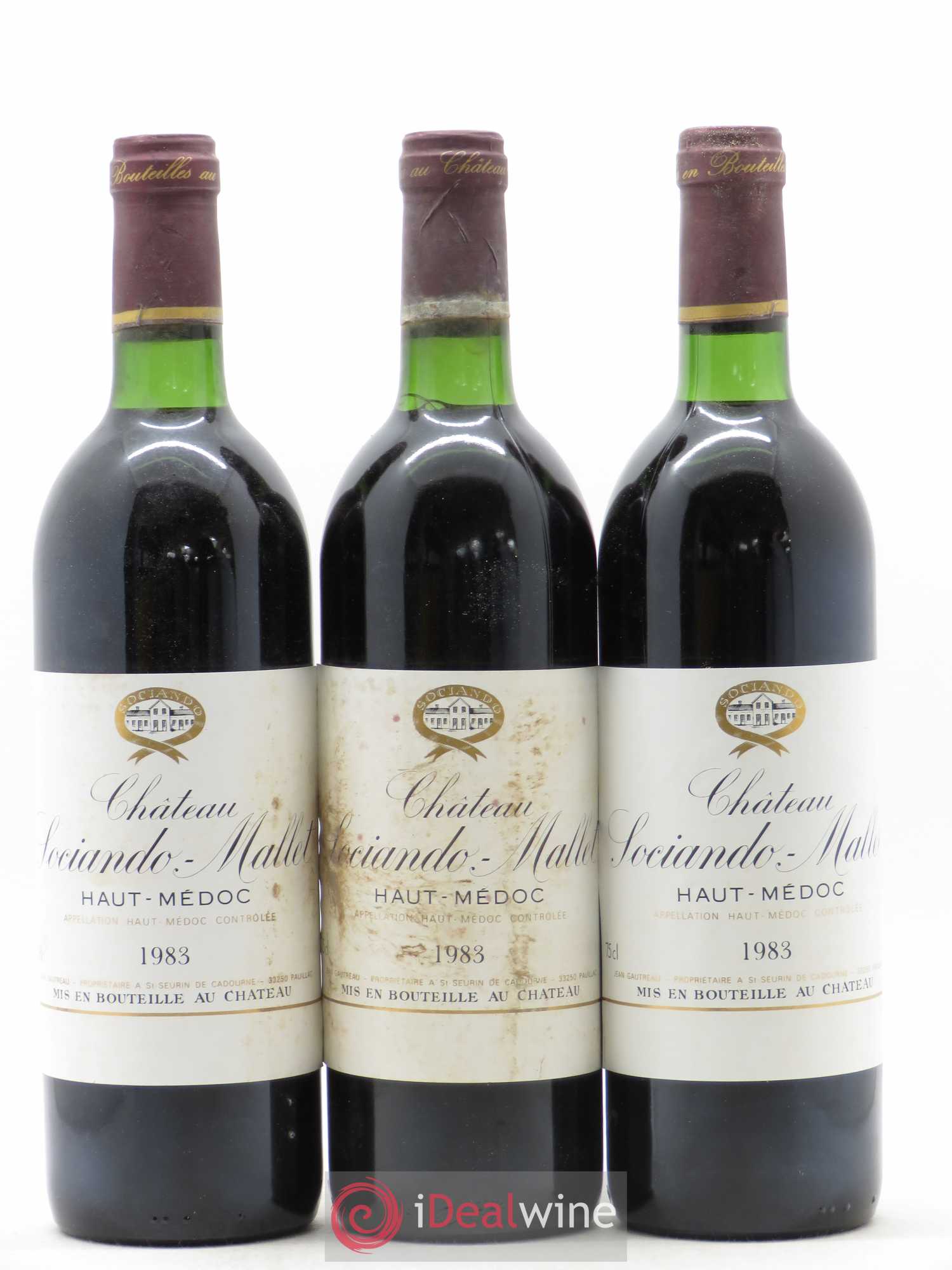 Château Sociando Mallet 1983 - Lot de 3 bouteilles - 0