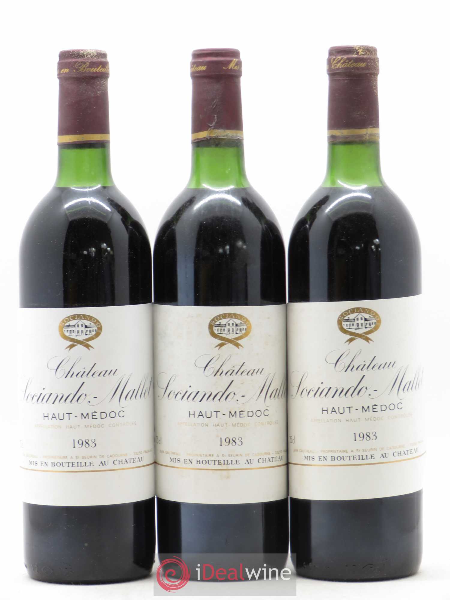 Château Sociando Mallet 1983 - Lot de 3 bouteilles - 0
