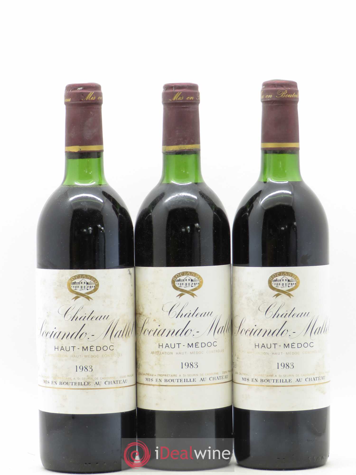 Château Sociando Mallet 1983 - Lot de 3 bouteilles - 0