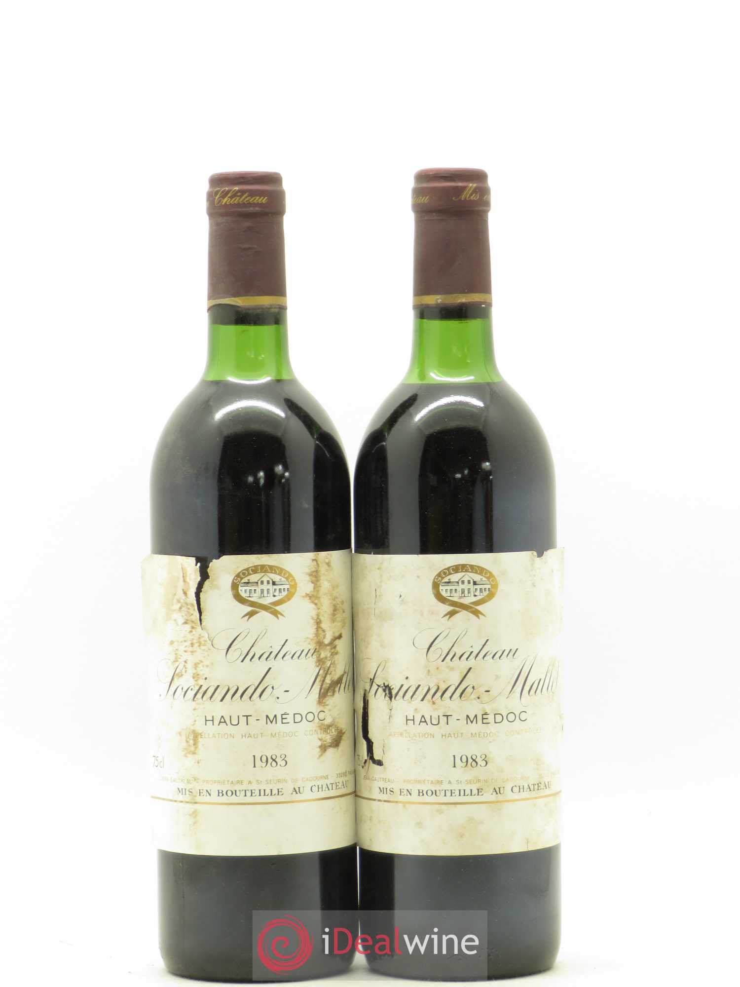 Château Sociando Mallet 1983 - Lot de 2 bouteilles - 0