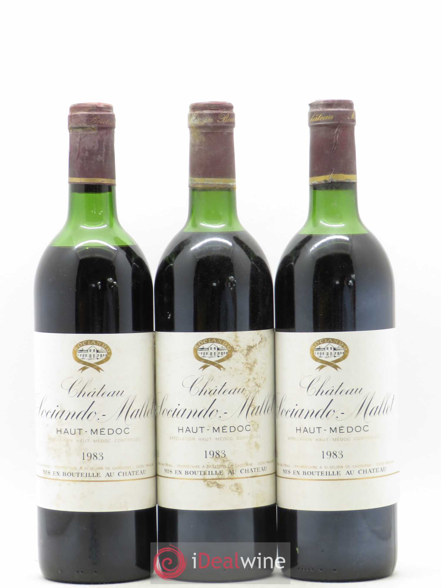 Château Sociando Mallet 1983 - Lot de 3 bouteilles - 0