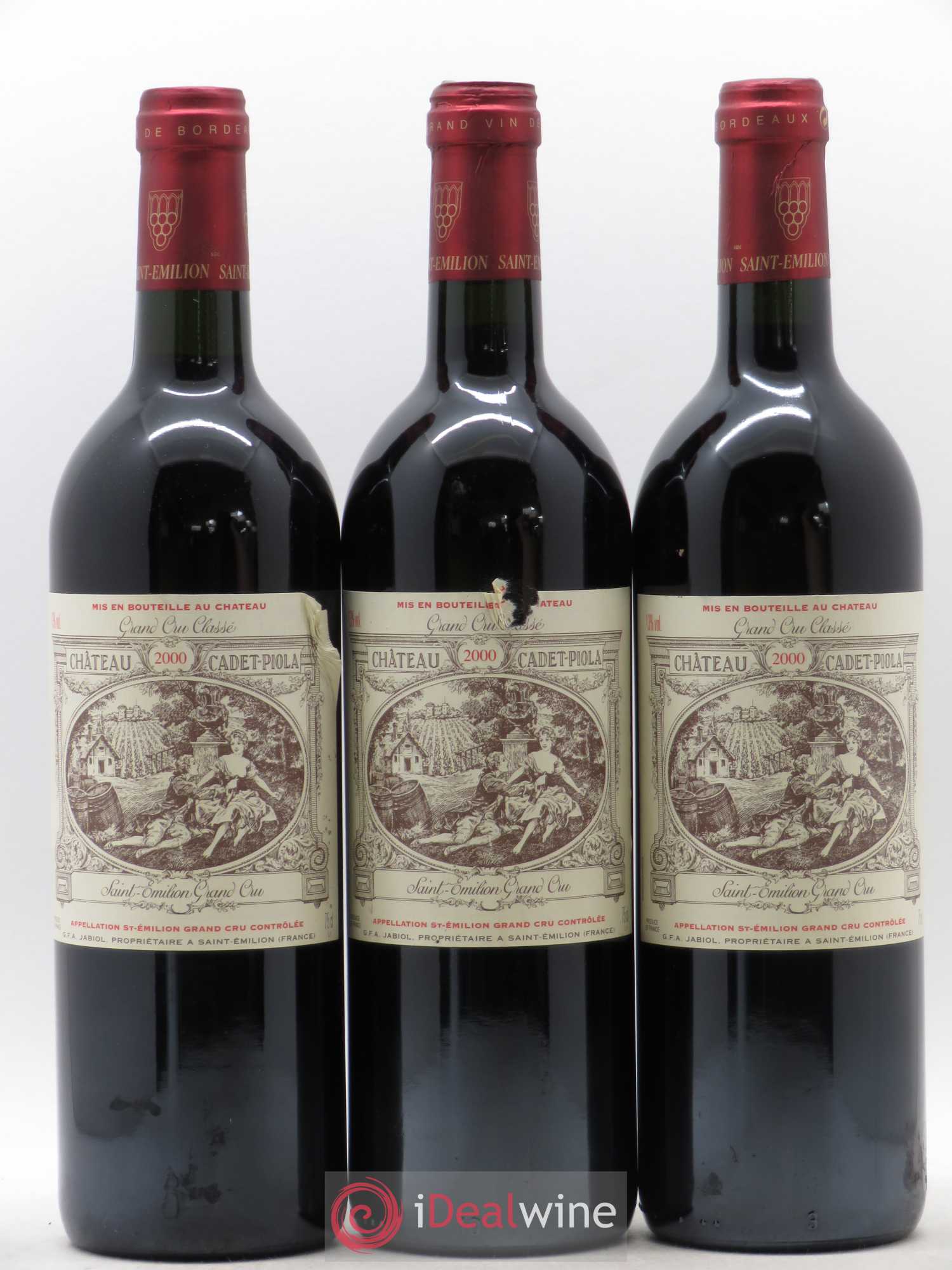 Château Cadet Piola Grand Cru Classé 2000 - Lot de 3 bouteilles - 0