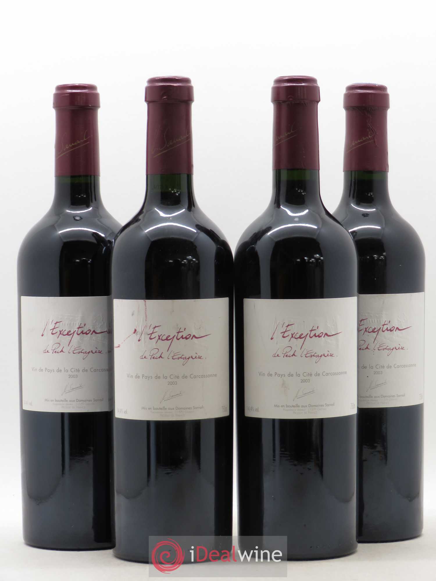 Sud-Ouest L'exception de Pech l'Estagnere 2003 - Lot de 4 bouteilles - 0
