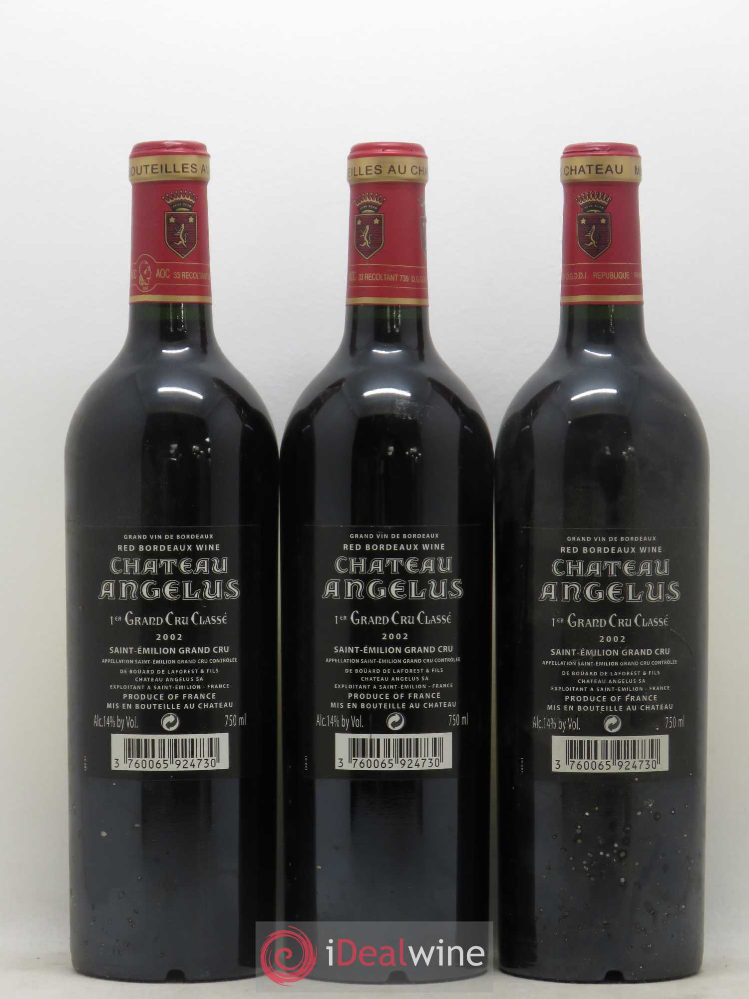 Château Angélus 1er Grand Cru Classé A 2002 - Lot de 3 bouteilles - 1
