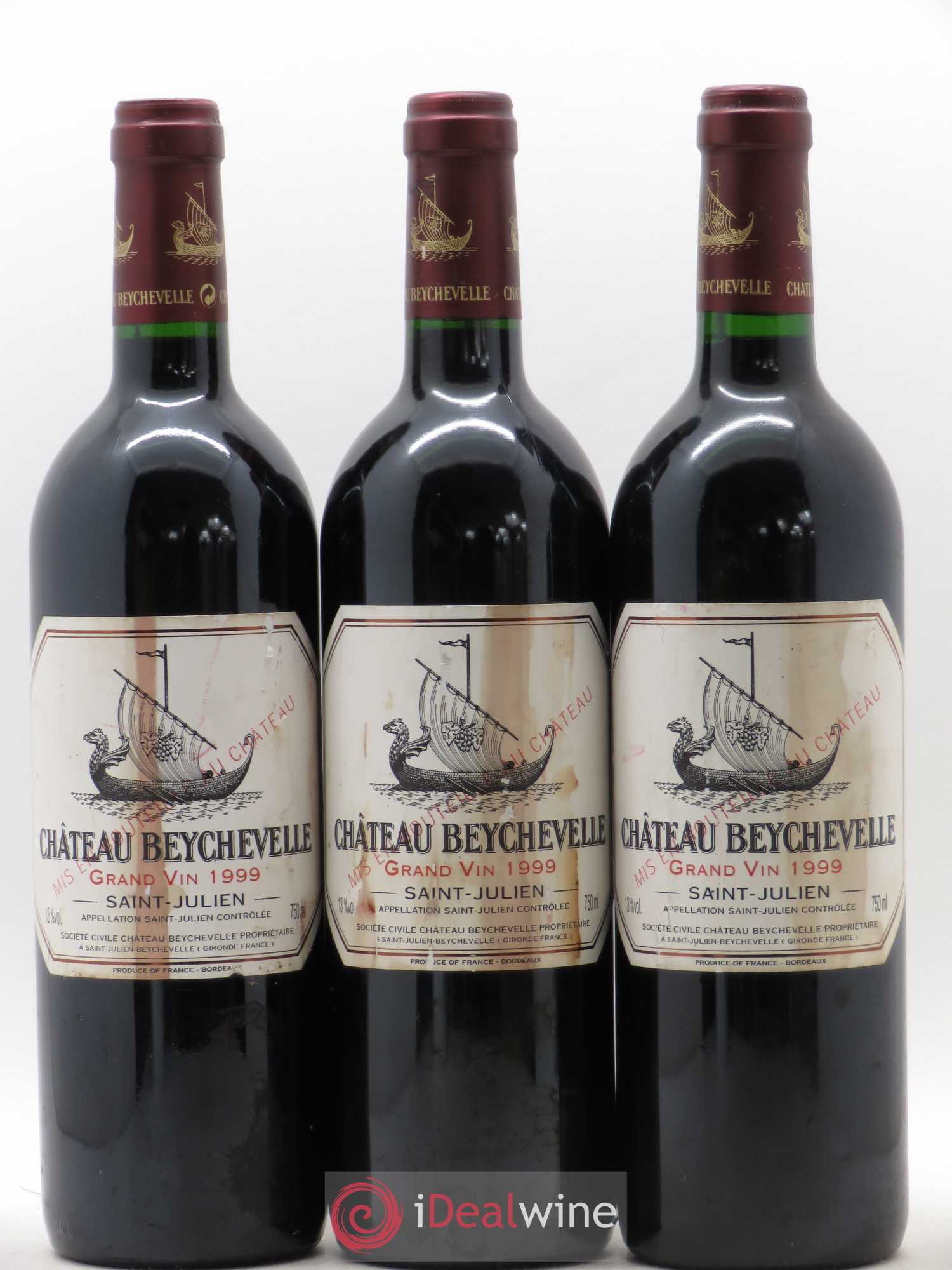 Château Beychevelle 4ème Grand Cru Classé 1999 - Lot de 3 bouteilles - 0
