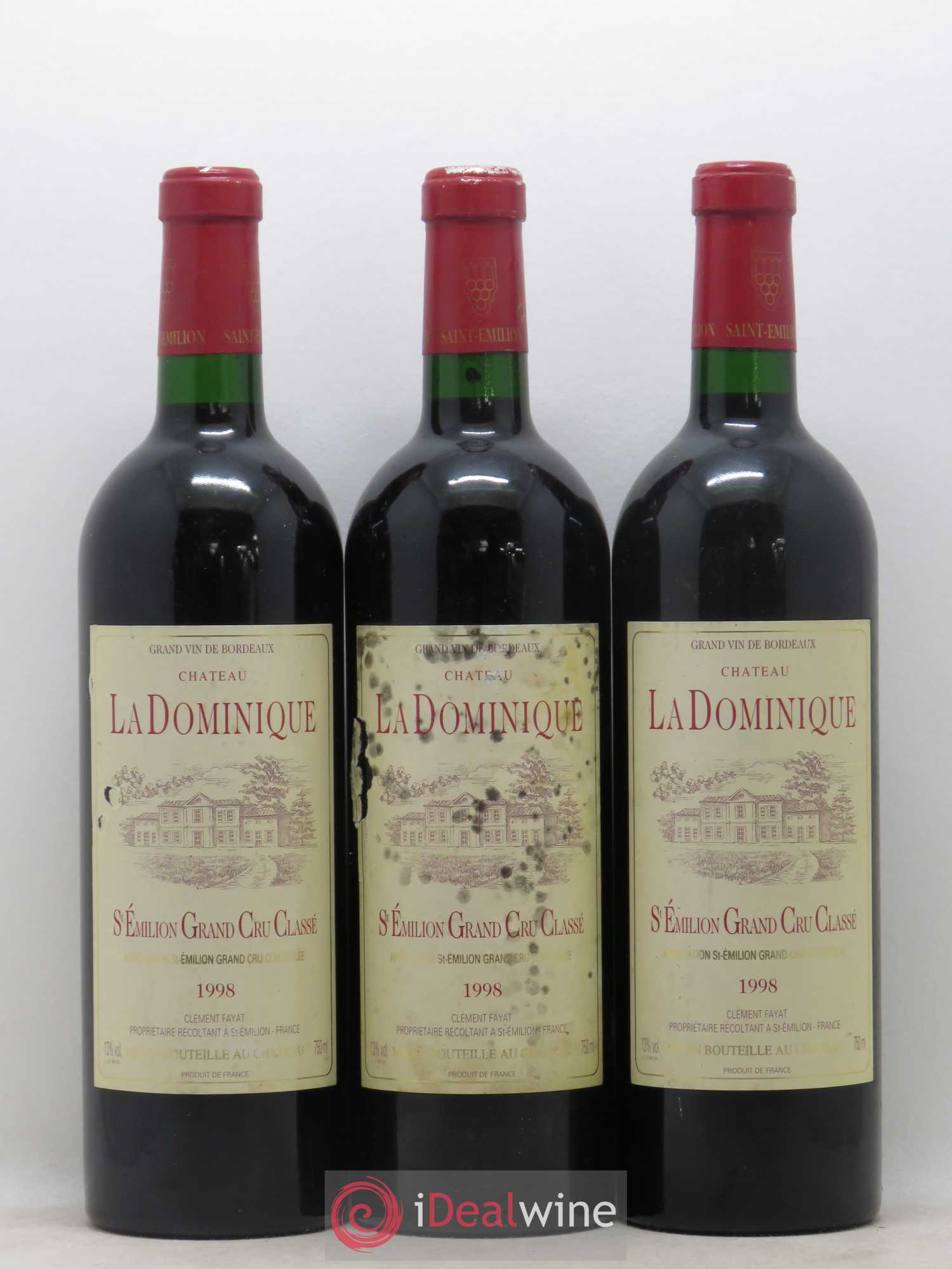 Château la Dominique Grand Cru Classé 1998 - Lot de 3 bouteilles - 0