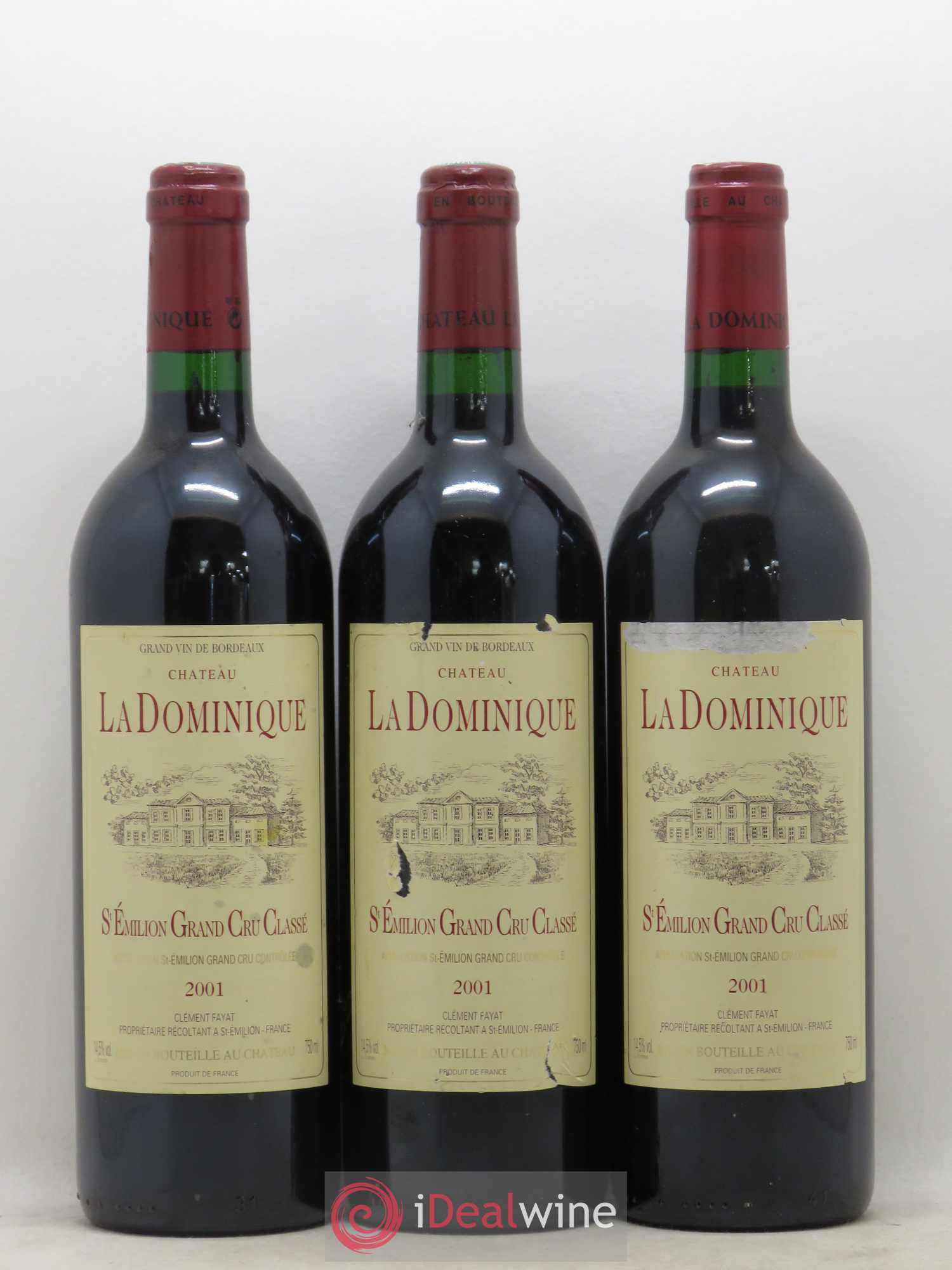 Château la Dominique Grand Cru Classé 2001 - Lot de 3 bouteilles - 0