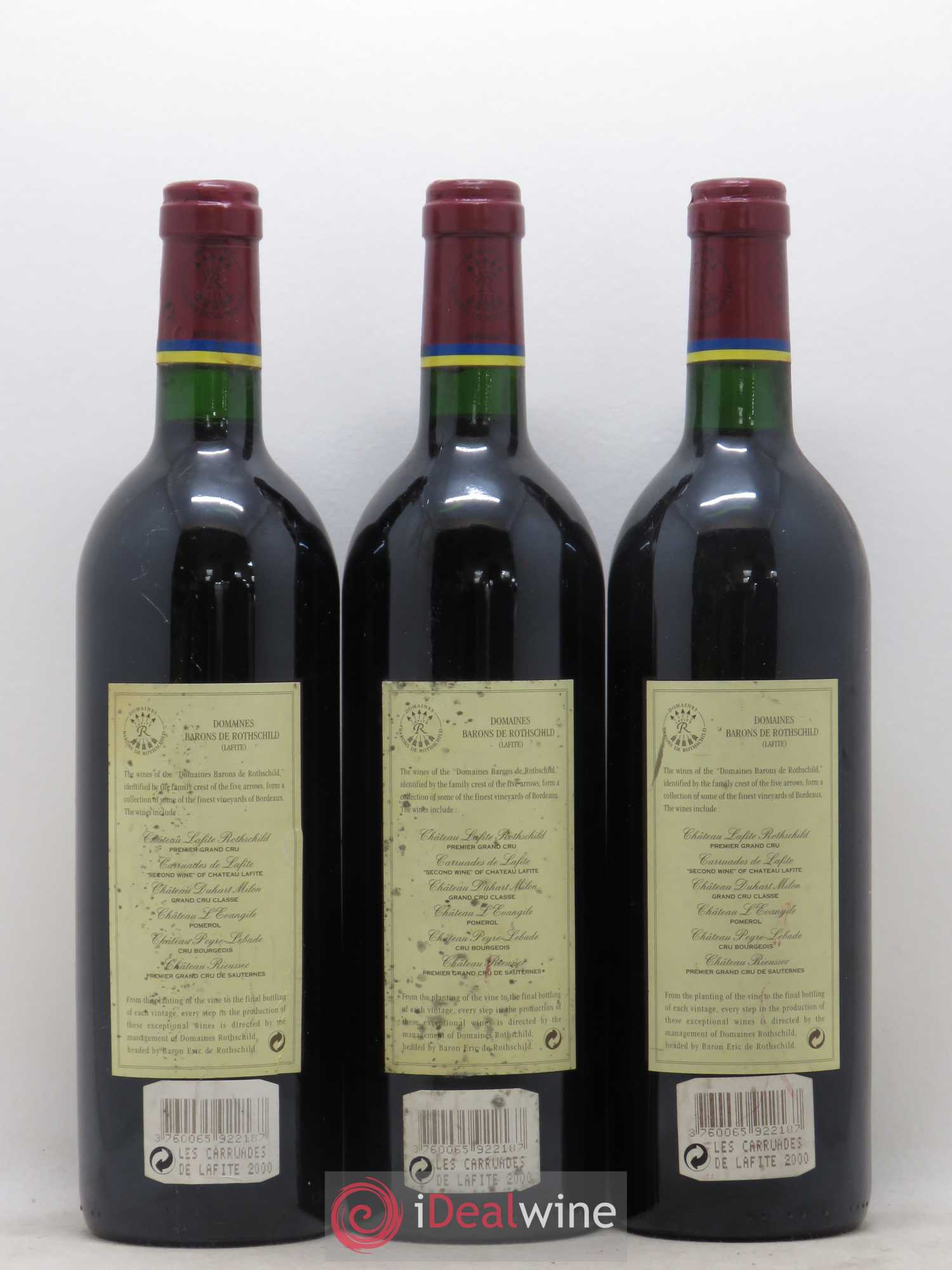 Carruades de Lafite Rothschild Second Vin 2000 - Lot de 3 bouteilles - 1
