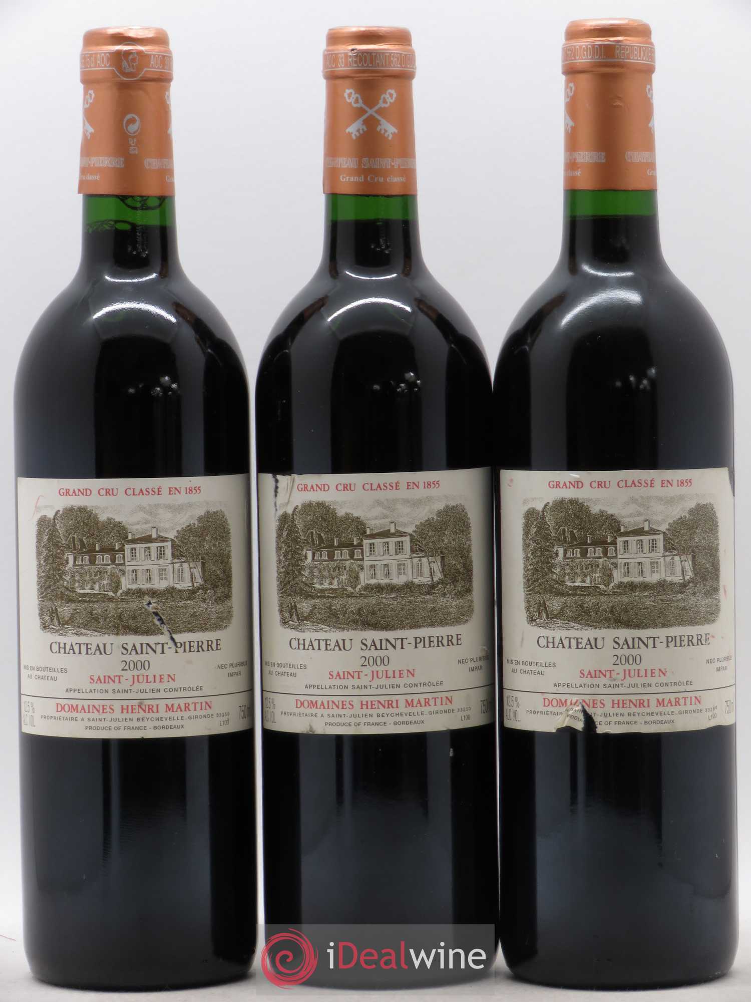 Château Saint-Pierre 4ème Grand Cru Classé 2000 - Lot de 3 bouteilles - 0