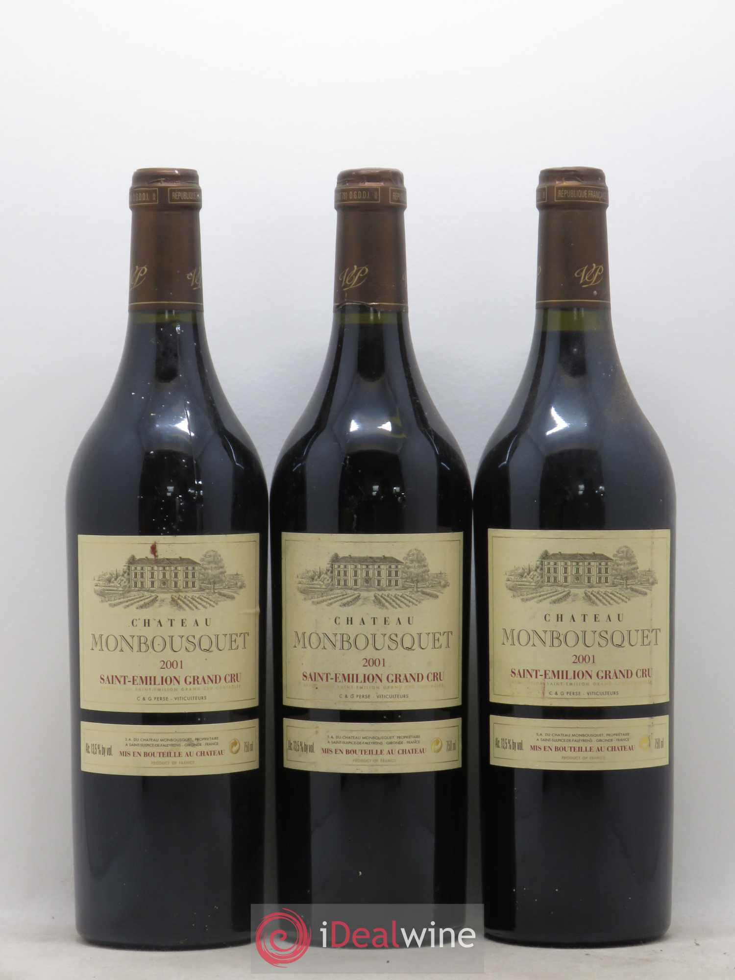 Château Monbousquet Grand Cru Classé 2001 - Lot de 3 bouteilles - 0