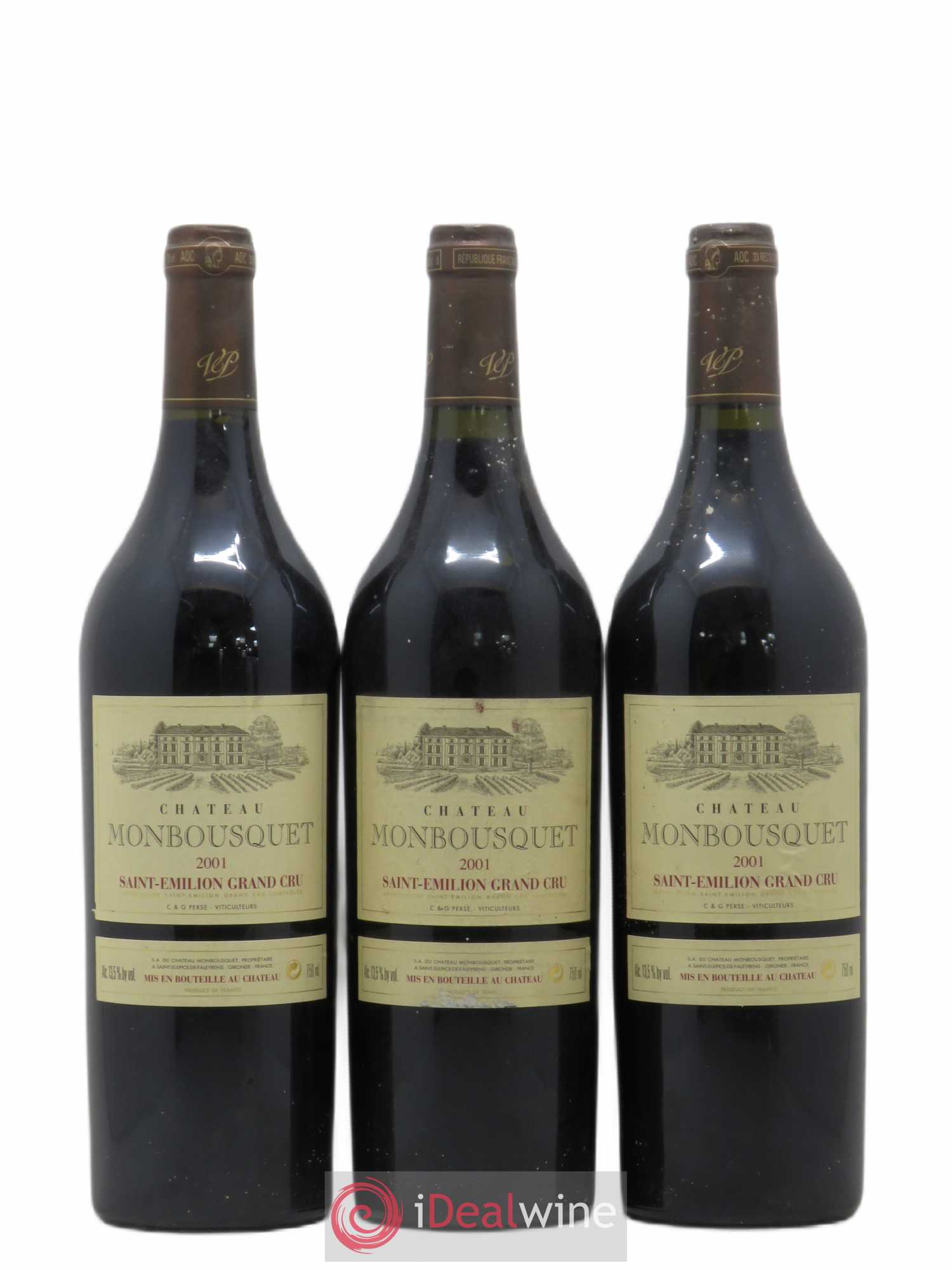 Château Monbousquet Grand Cru Classé 2001 - Lot de 3 bouteilles - 0