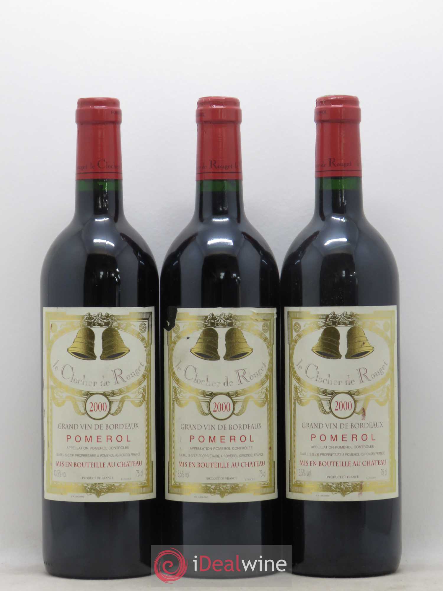 Pomerol Le Clocher de Rouget 2000 - Lot de 3 bouteilles - 0