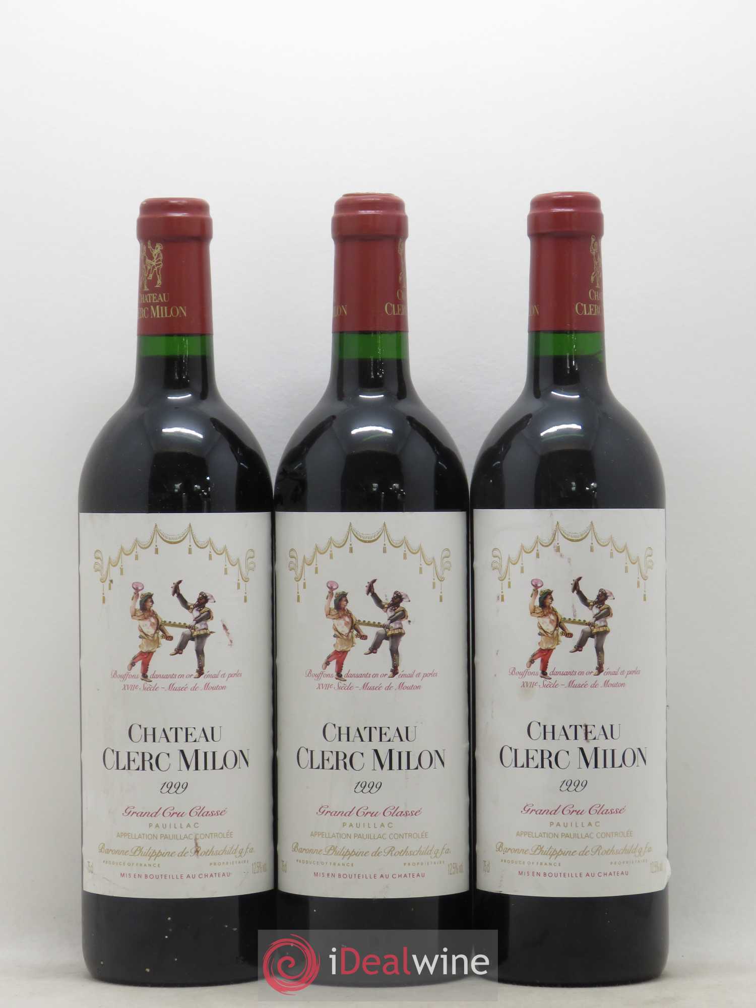 Château Clerc Milon 5ème Grand Cru Classé 1999 - Lot de 3 bouteilles - 0