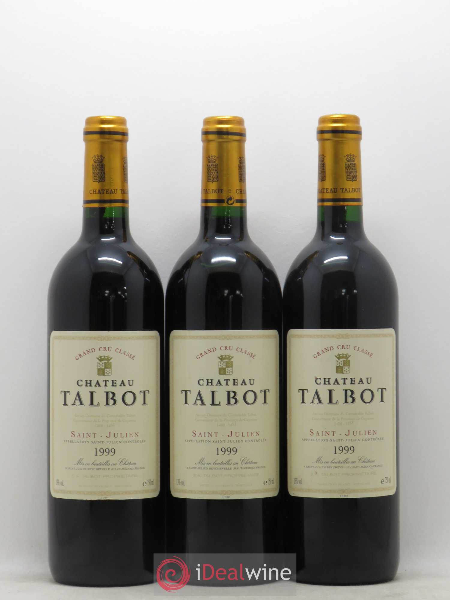 Château Talbot 4ème Grand Cru Classé 1999 - Lot de 3 bouteilles - 0