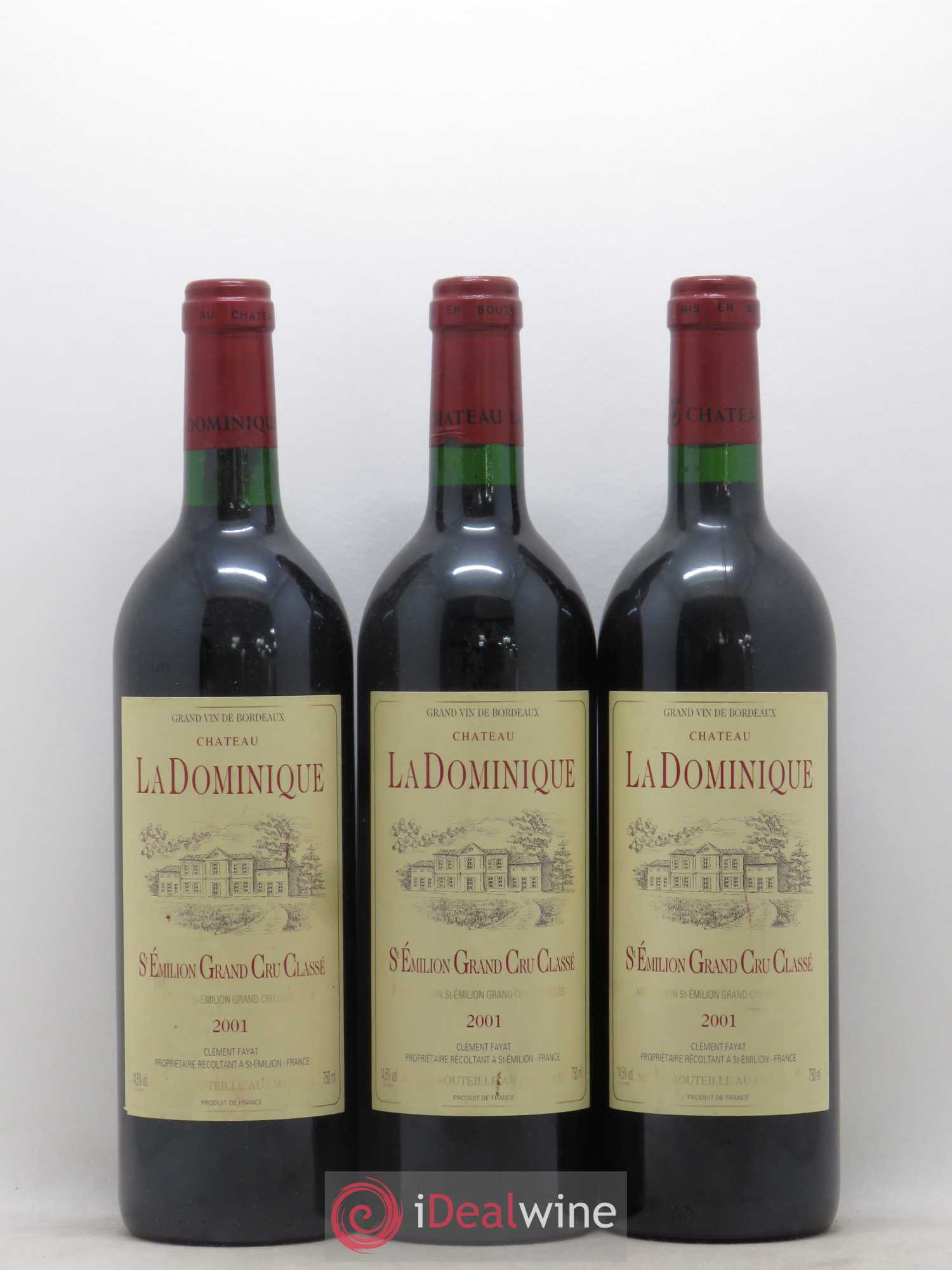 Château la Dominique Grand Cru Classé 2001 - Lot de 3 bouteilles - 0