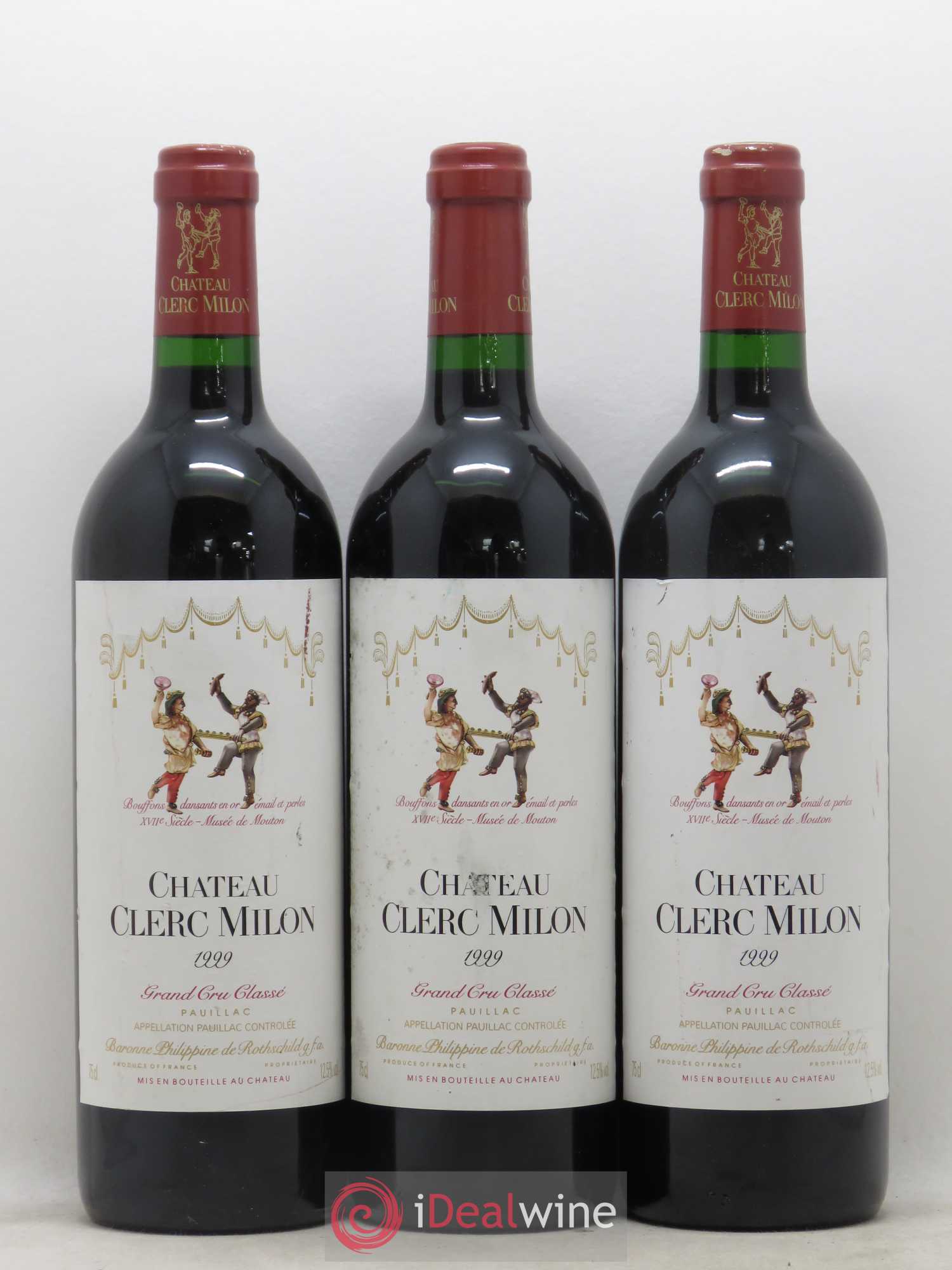 Château Clerc Milon 5ème Grand Cru Classé 1999 - Lot de 3 bouteilles - 0