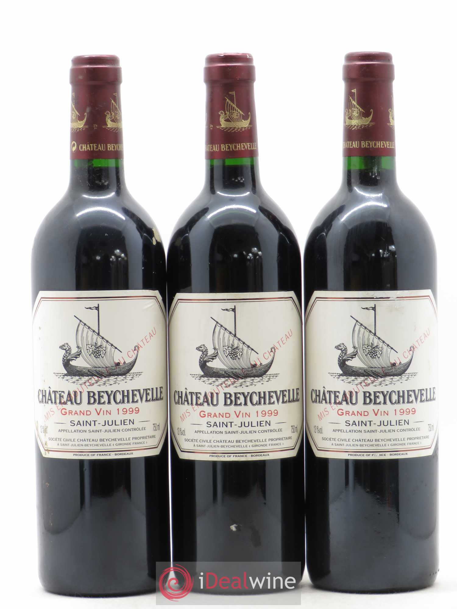 Château Beychevelle 4ème Grand Cru Classé 1999 - Lot de 3 bouteilles - 0