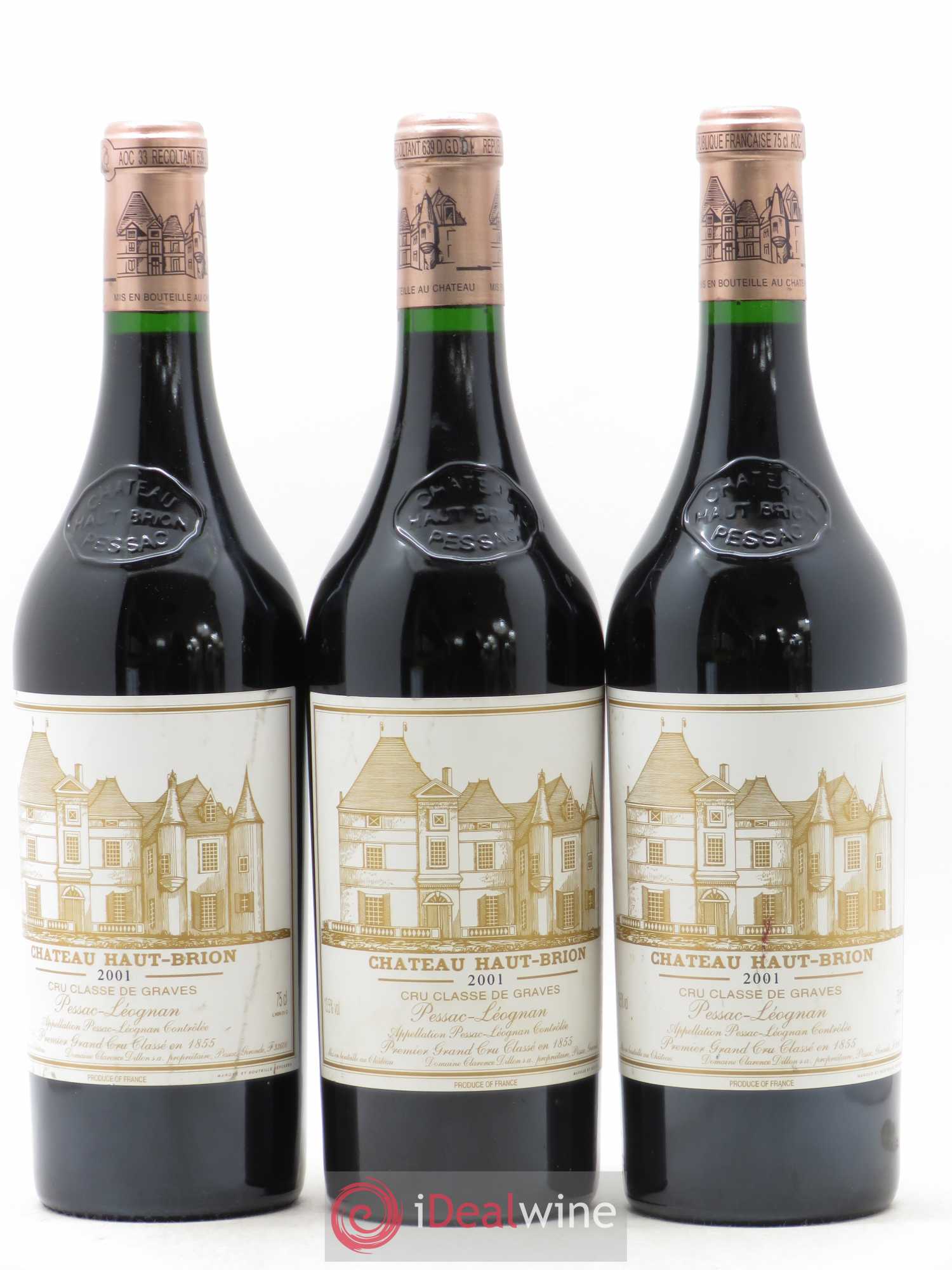 Château Haut Brion 1er Grand Cru Classé 2001 - Lot de 3 bouteilles - 0