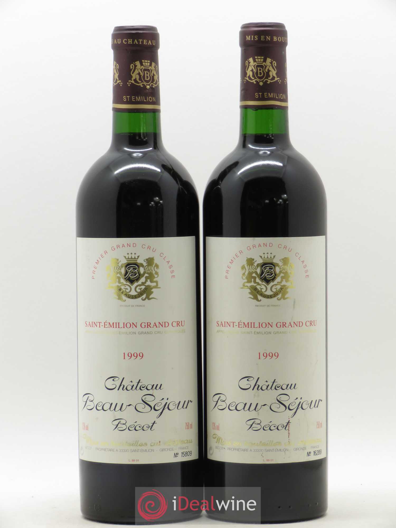 Château Beau-Séjour Bécot 1er Grand Cru Classé B 1999 - Lot de 2 bouteilles - 0