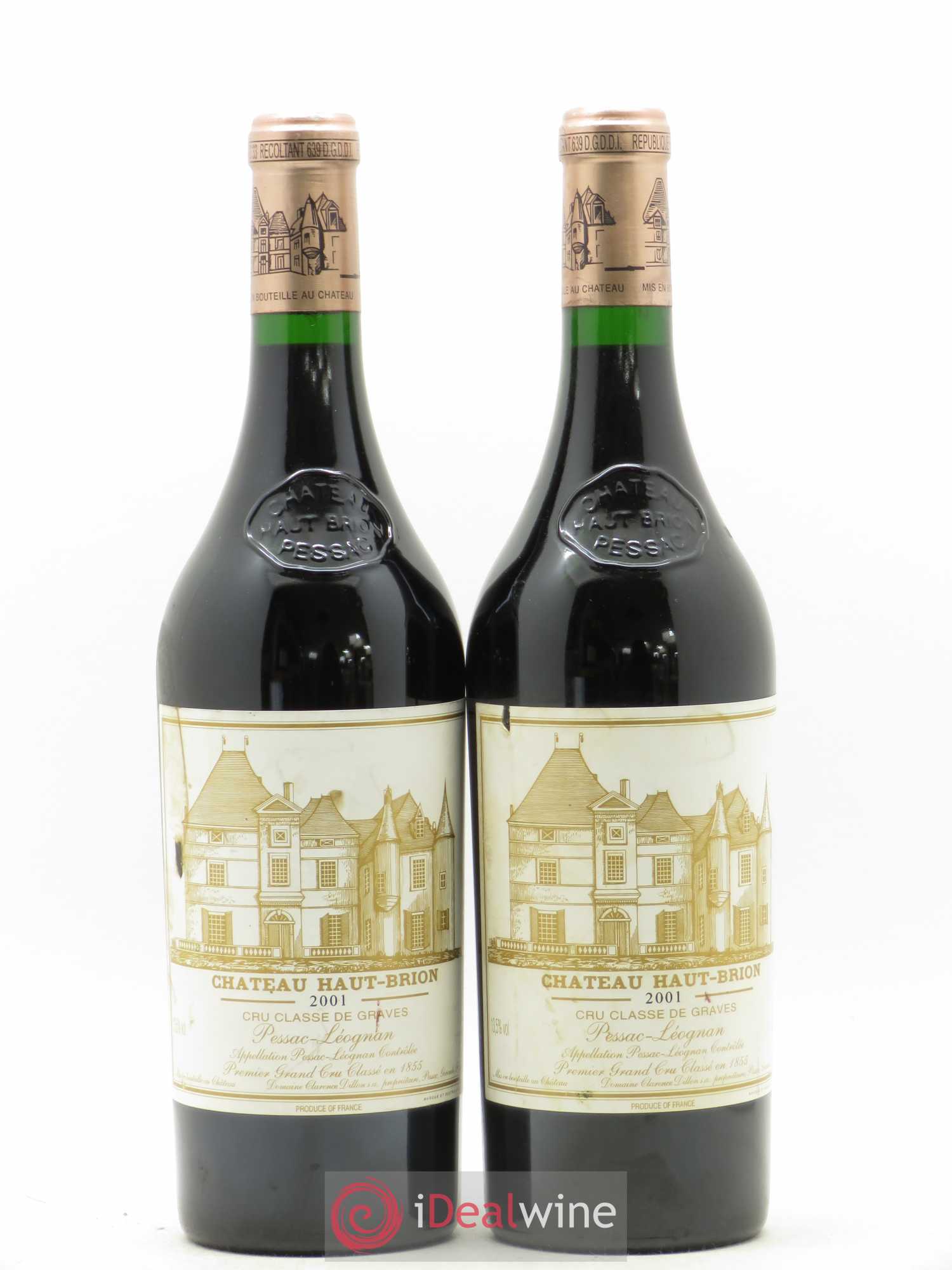 Château Haut Brion 1er Grand Cru Classé 2001 - Lot de 2 bouteilles - 0
