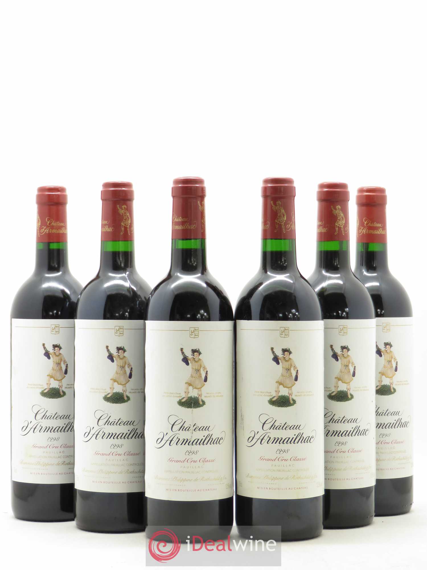 Château d' Armailhac - Mouton Baron(ne) Philippe 5ème Grand Cru Classé 1998 - Lot de 6 bouteilles - 0