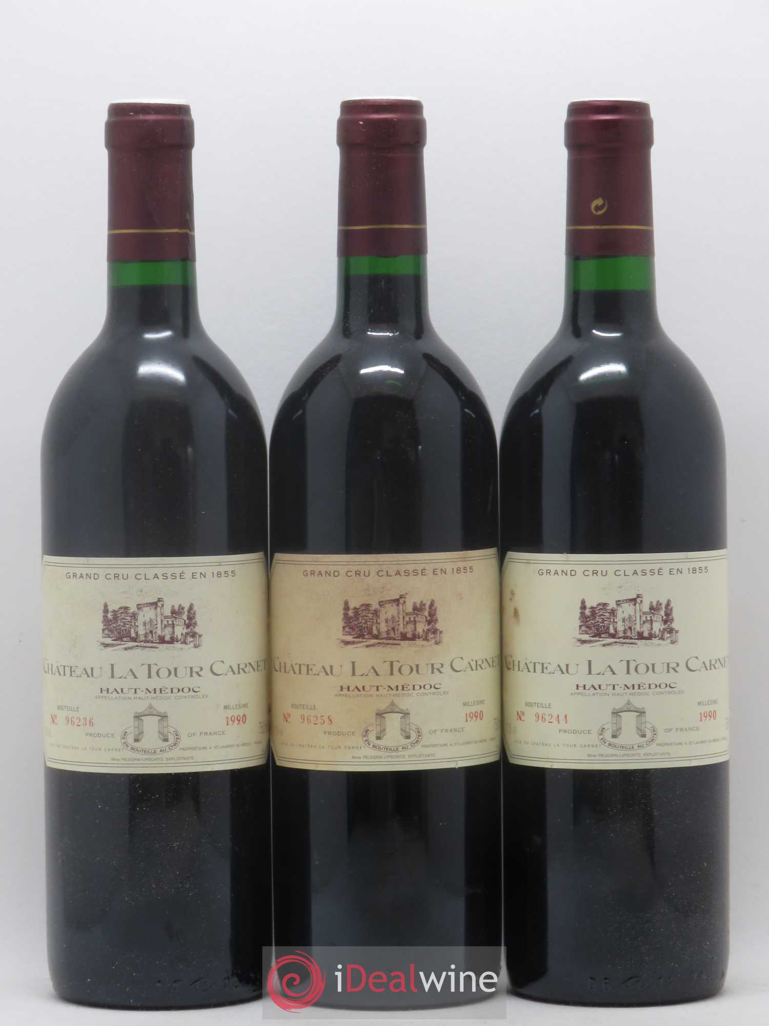 Château la Tour Carnet 4ème Grand Cru Classé 1990 - Lot de 6 bouteilles - 1