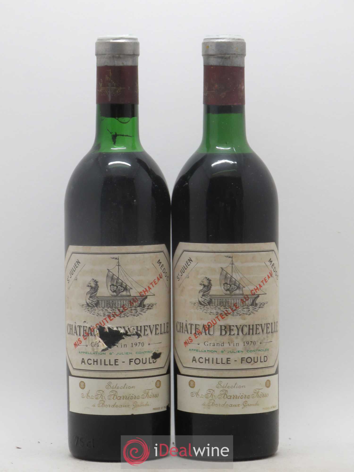 Château Beychevelle 4ème Grand Cru Classé 1970 - Lot de 2 bouteilles - 0