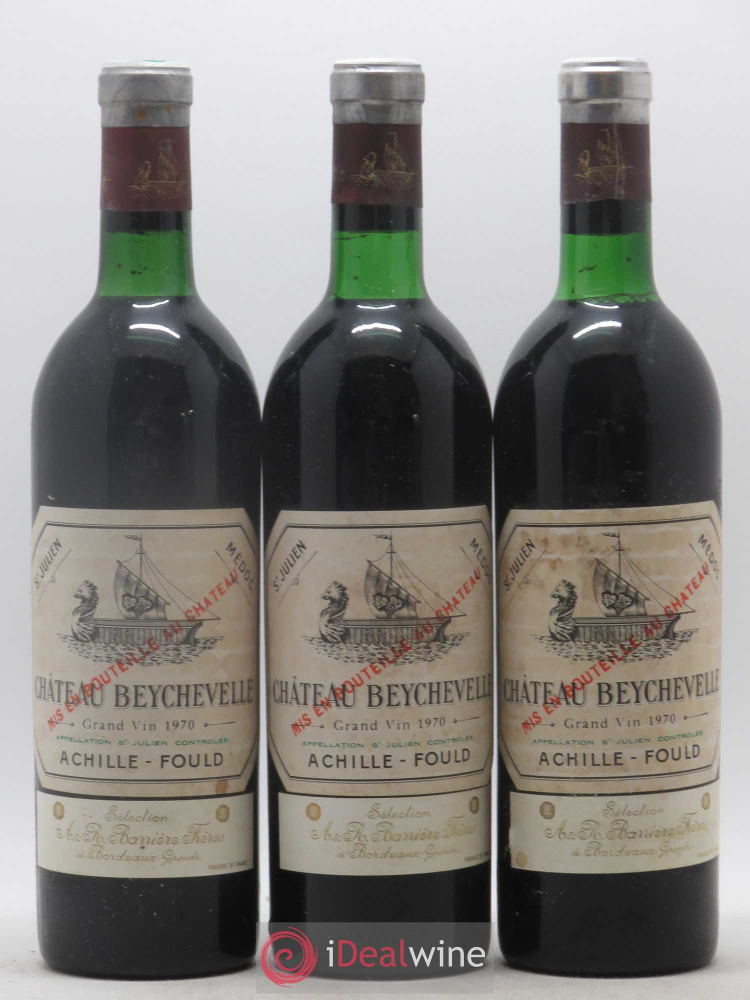 Château Beychevelle 4ème Grand Cru Classé 1970 - Lot de 3 bouteilles - 0