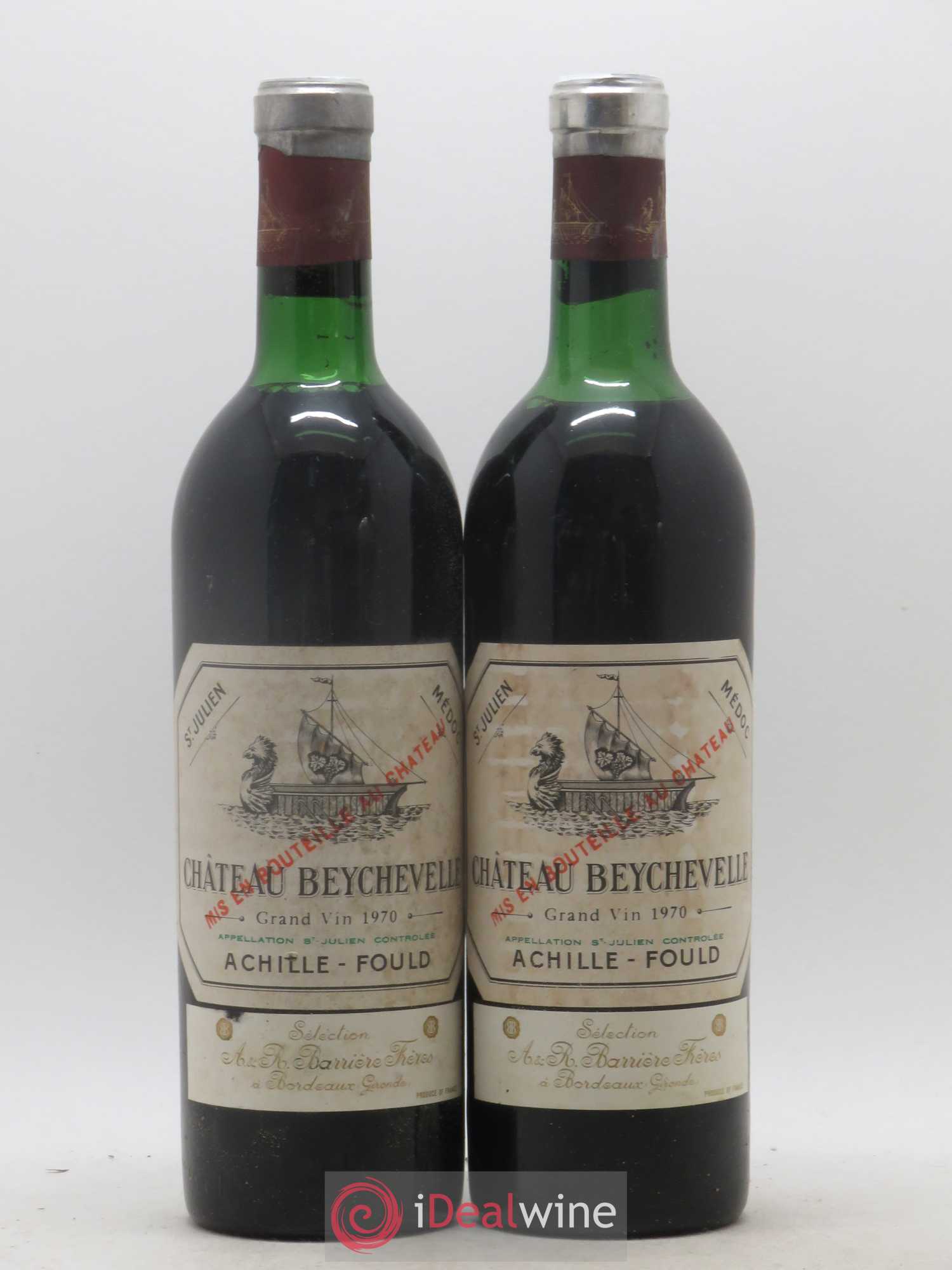 Château Beychevelle 4ème Grand Cru Classé 1970 - Lot de 2 bouteilles - 0