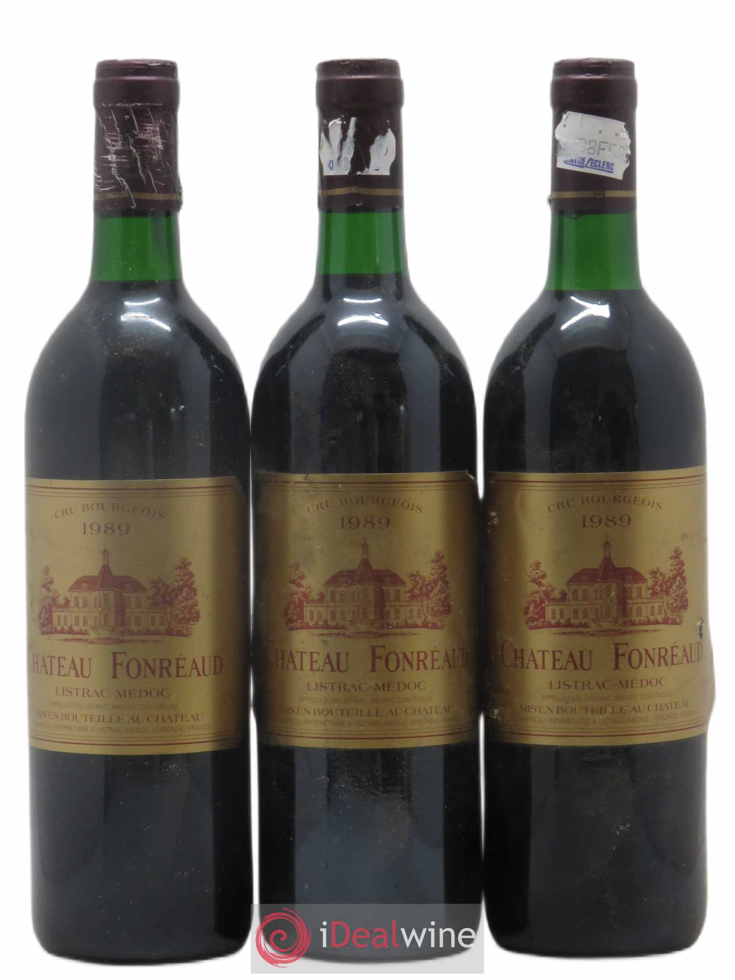 Château Fonréaud Cru Bourgeois 1989 - Lot de 3 bouteilles - 0