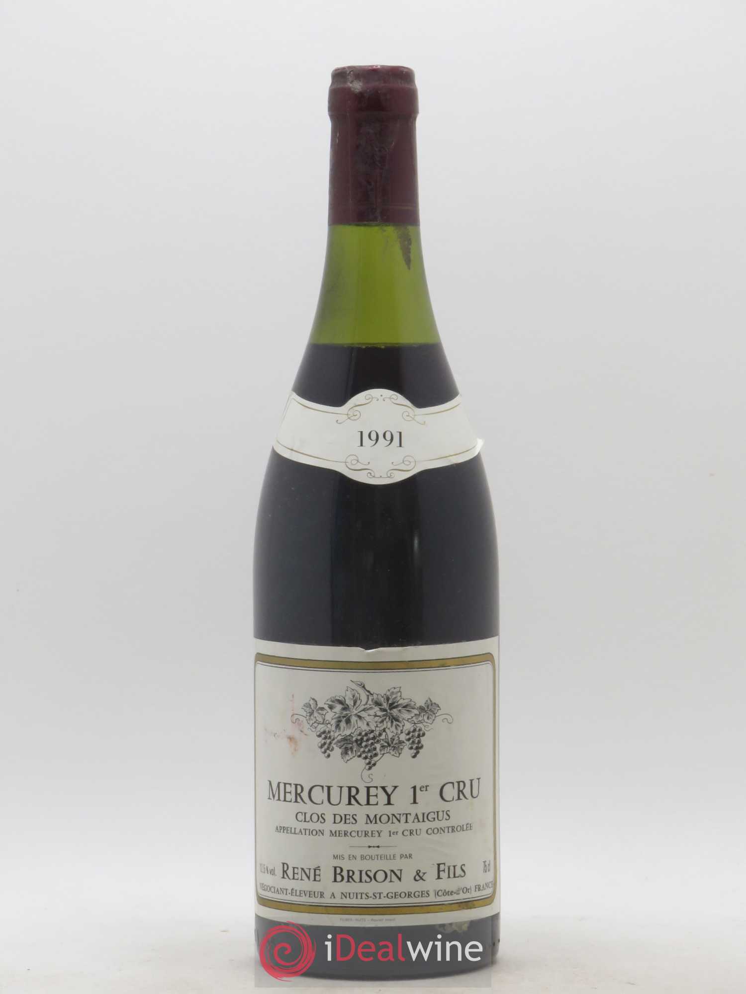 Mercurey 1er Cru Clos des Montaigus Rene Brison 1991 - Lot de 1 bouteille - 0