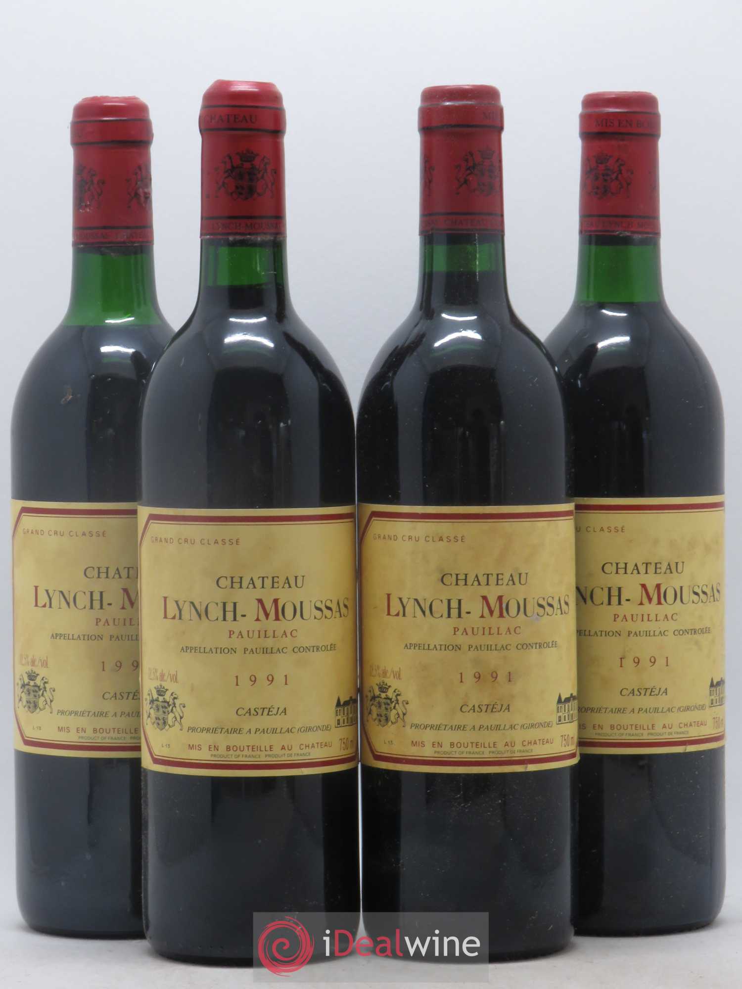 Château Lynch Moussas 5ème Grand Cru Classé 1991 - Lot de 4 bouteilles - 0