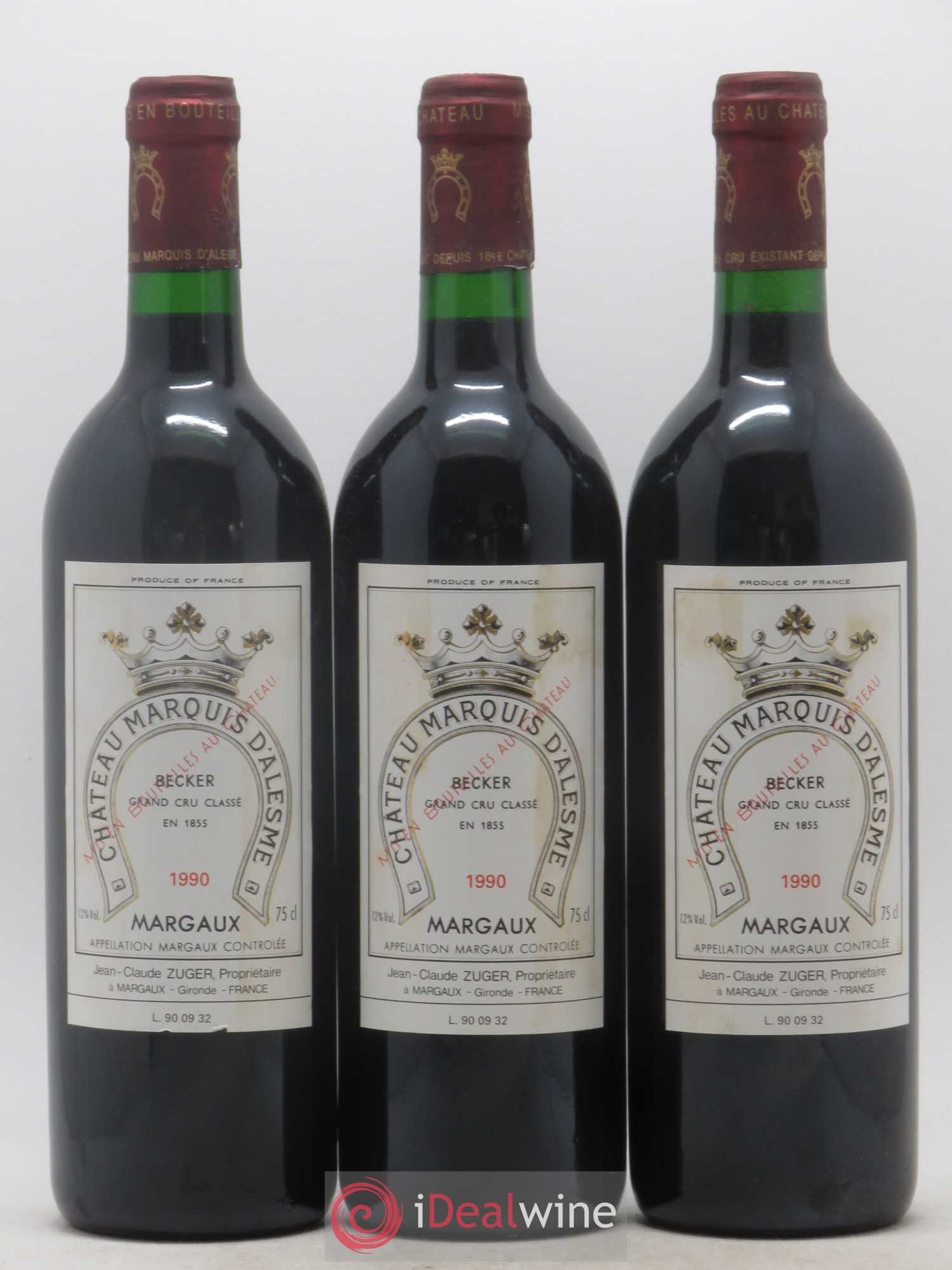 Château Marquis d'Alesme 1990 - Lot de 12 bouteilles - 1