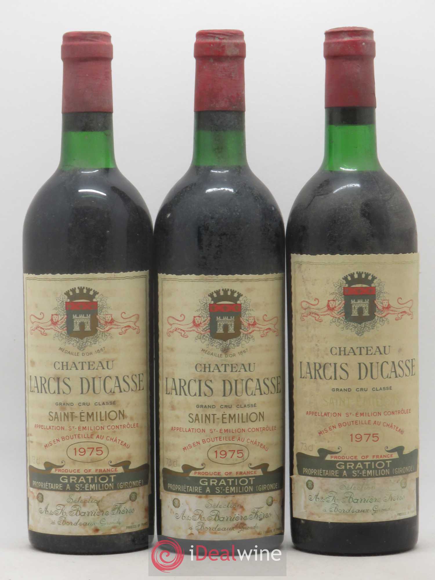 Château Larcis Ducasse 1er Grand Cru Classé B 1975 - Lot de 3 bouteilles - 0