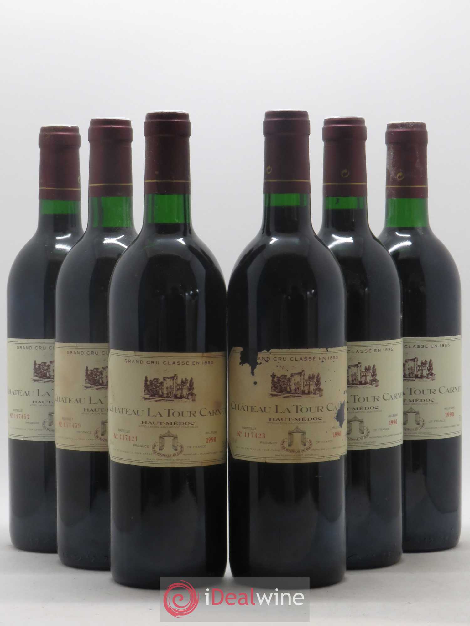 Château la Tour Carnet 4ème Grand Cru Classé 1990 - Lot de 6 bouteilles - 0