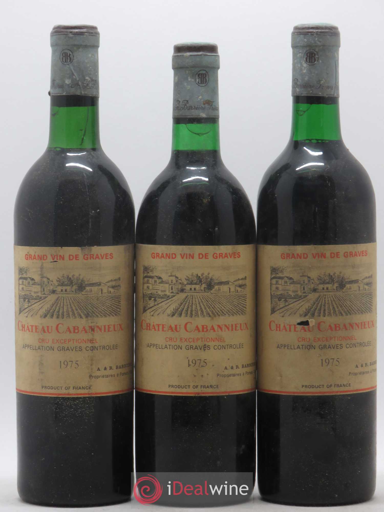 Château Cabannieux (sans prix de réserve) 1975 - Lot de 3 bouteilles - 0