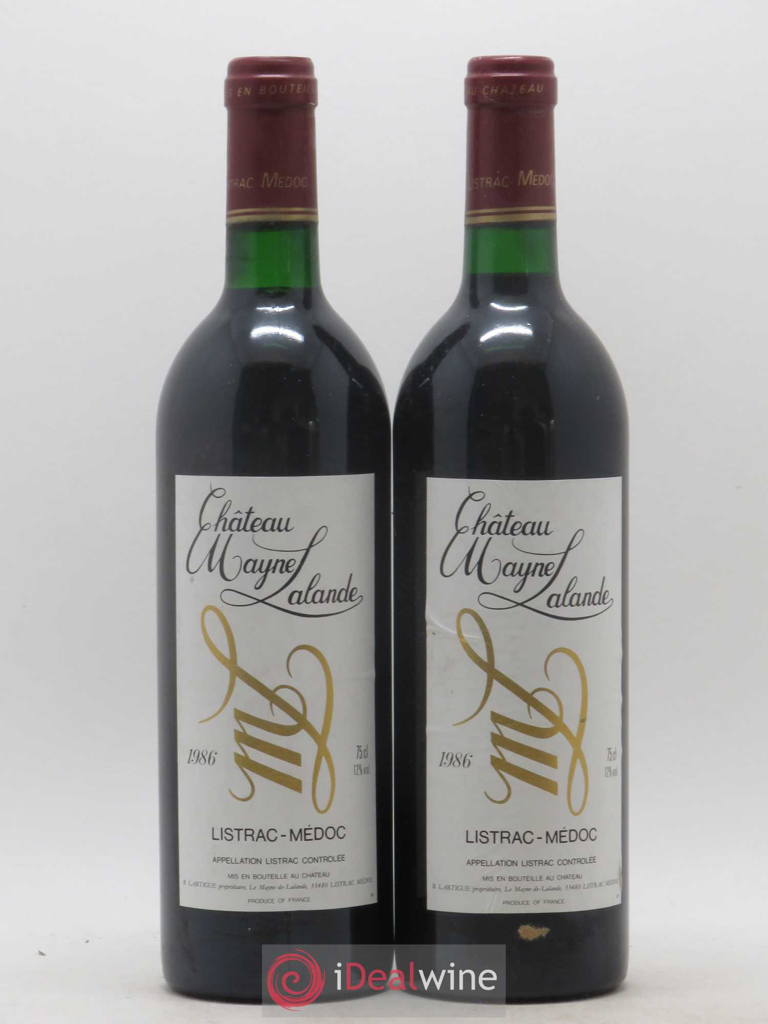 Château Mayne Lalande Cru Bourgeois 1986 - Lot de 2 bouteilles - 0