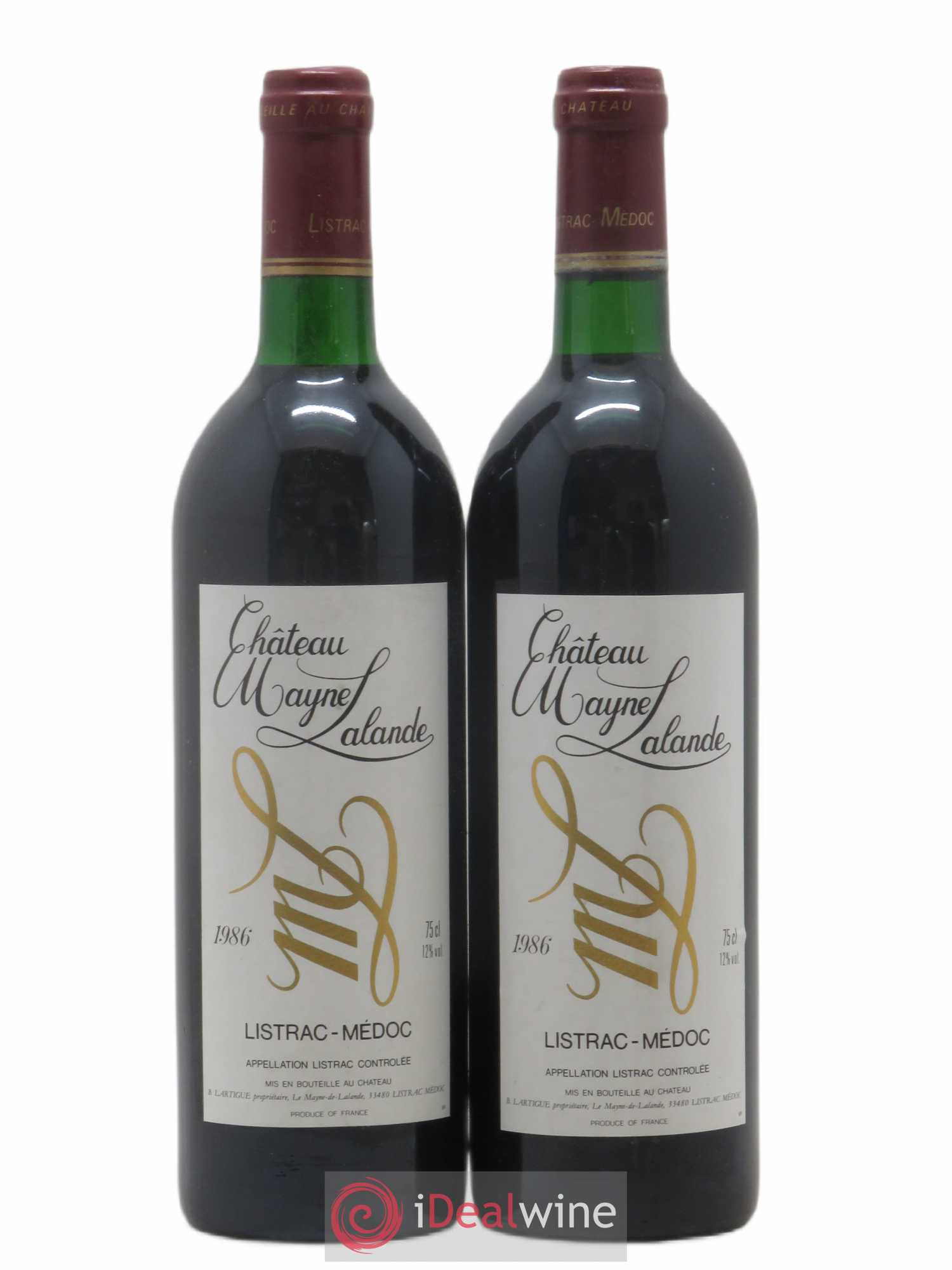 Château Mayne Lalande Cru Bourgeois 1986 - Lot de 2 bouteilles - 0
