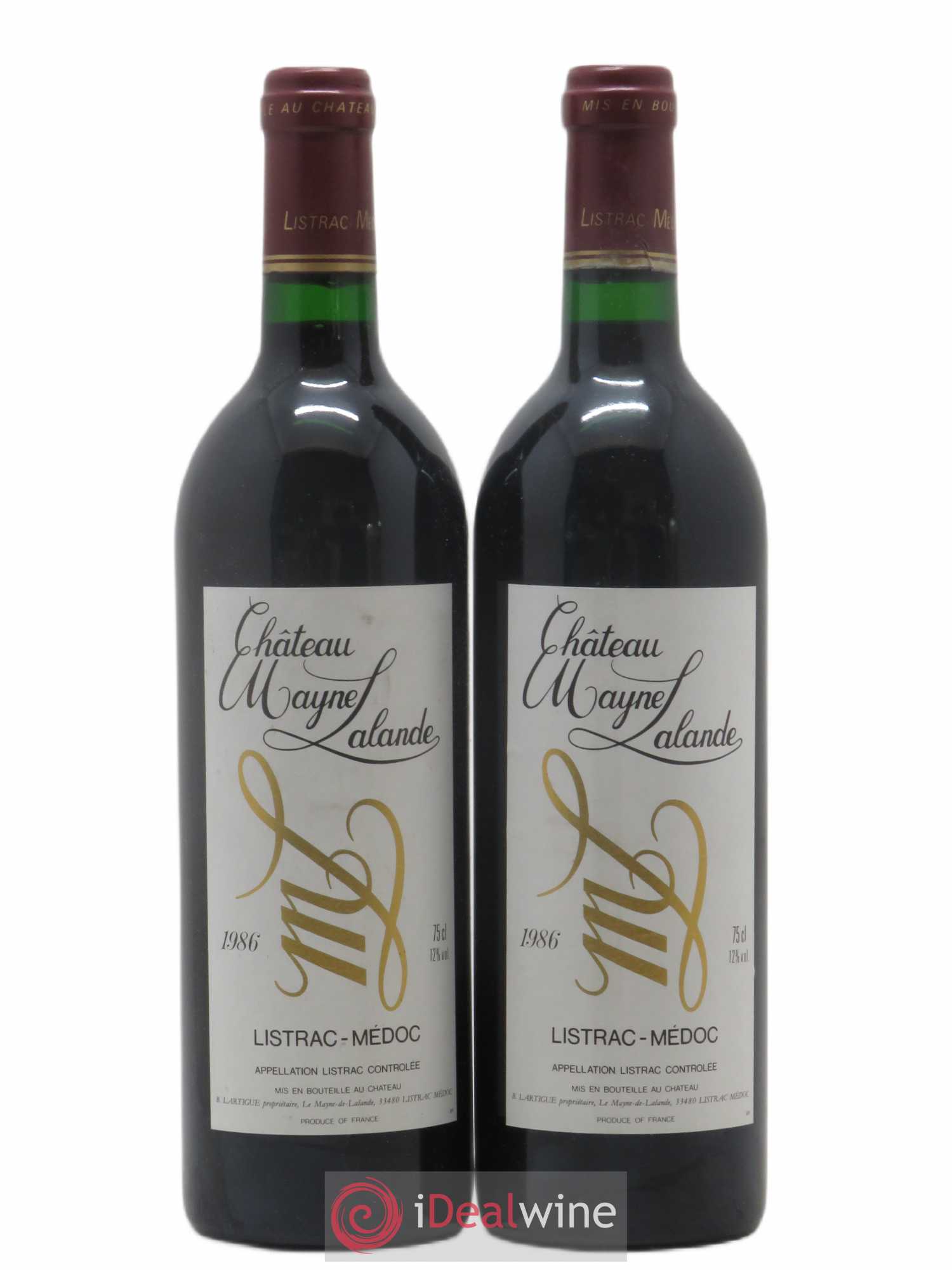 Château Mayne Lalande Cru Bourgeois 1986 - Lot de 2 bouteilles - 0