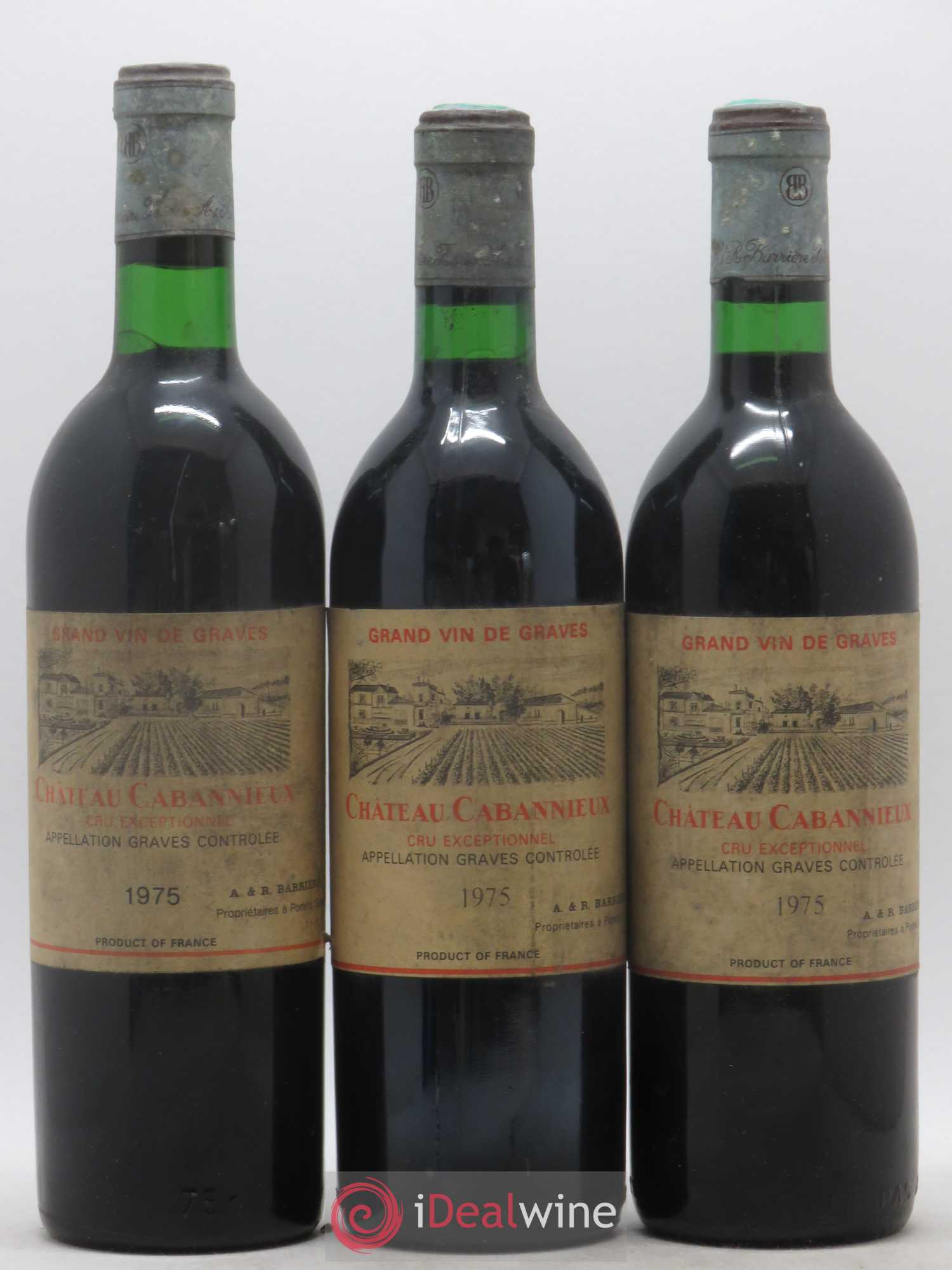 Château Cabannieux (sans prix de réserve) 1975 - Lot de 3 bouteilles - 0