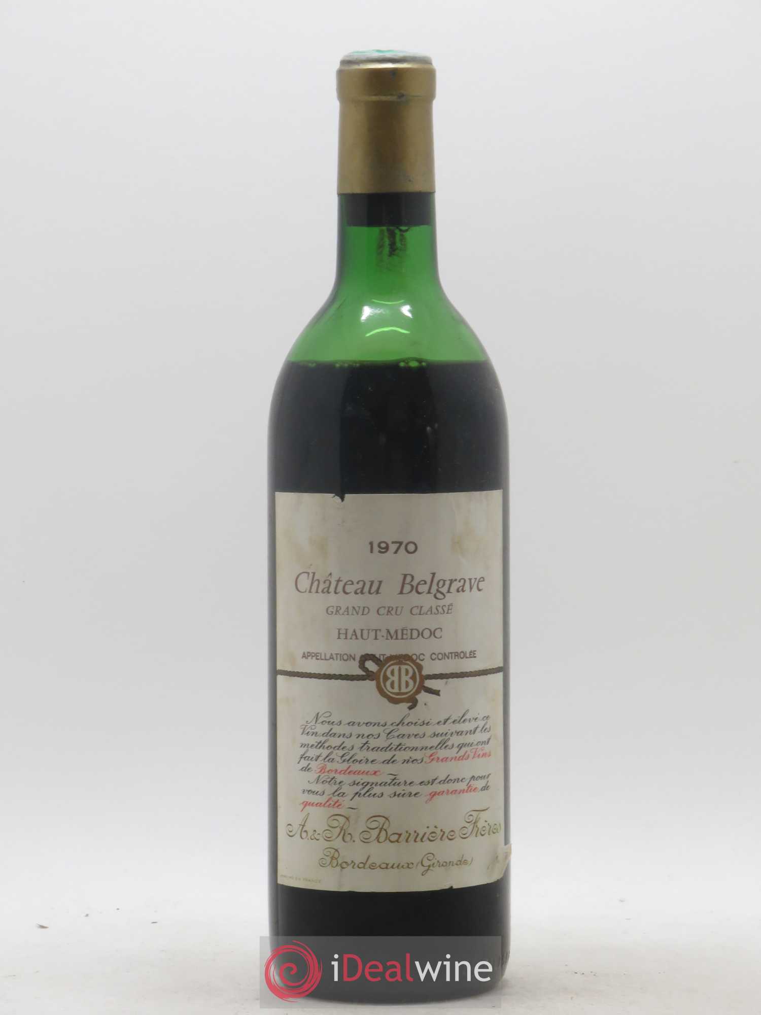 Château Belgrave 5ème Grand Cru Classé 1970 - Lot de 1 bouteille - 0